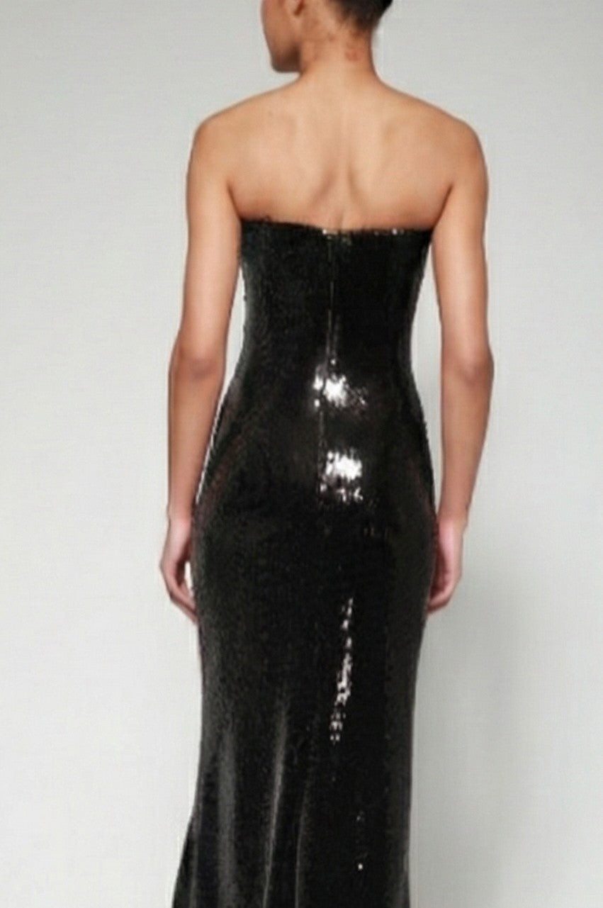 STRAPLESS SEQUIN COLUMN GOWN