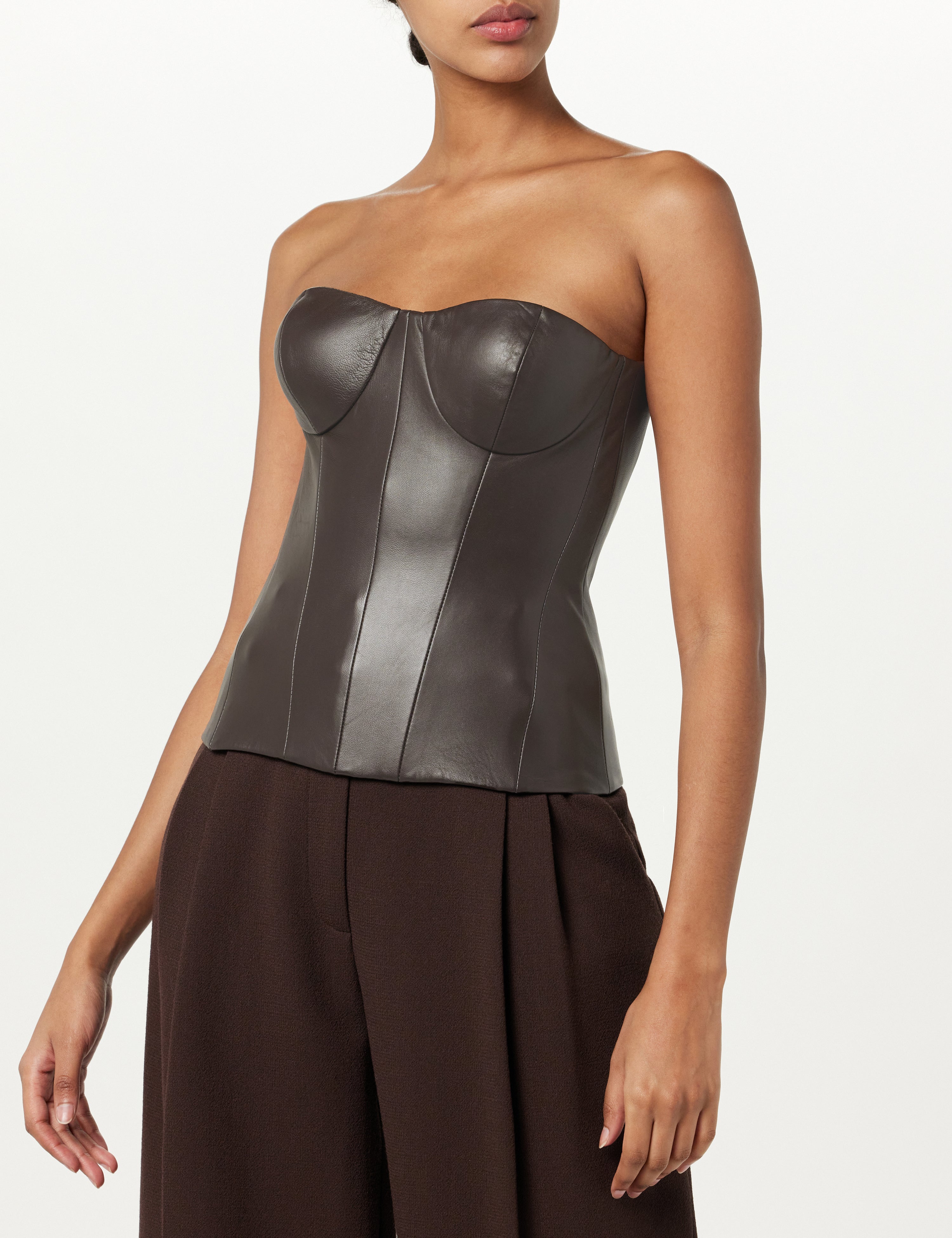Strapless Leather Bustier – Sergio Hudson