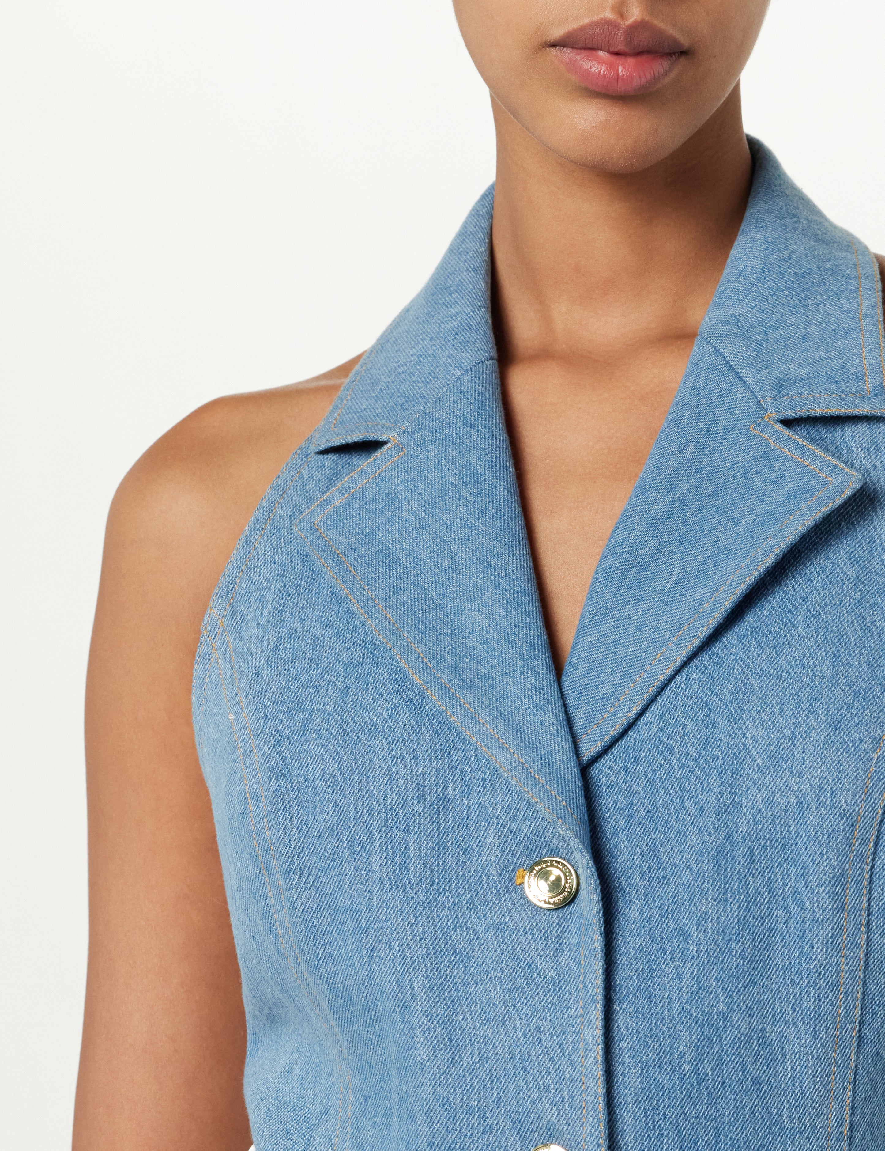 Denim Halter Vest