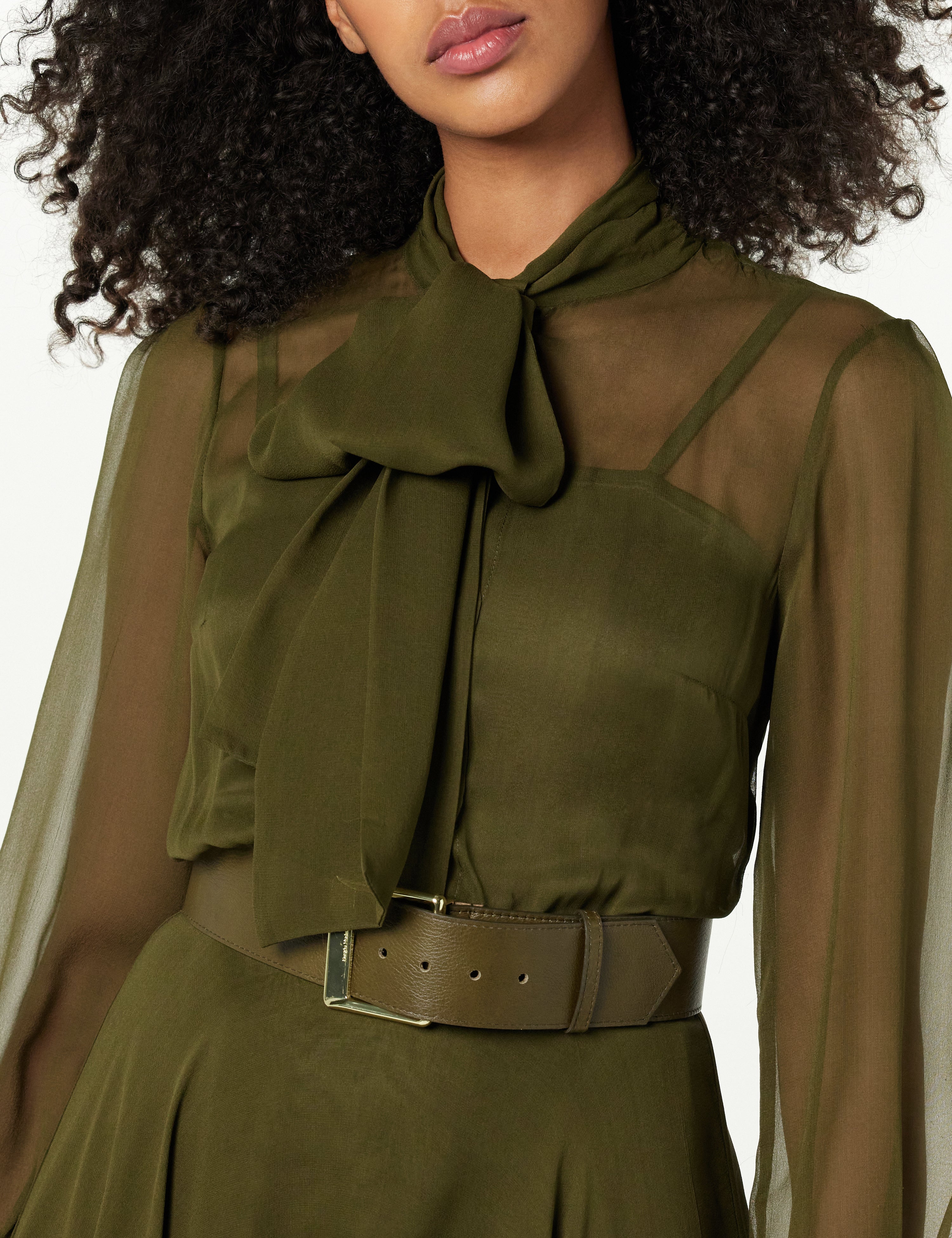 Tie-Neck  Midi Dress