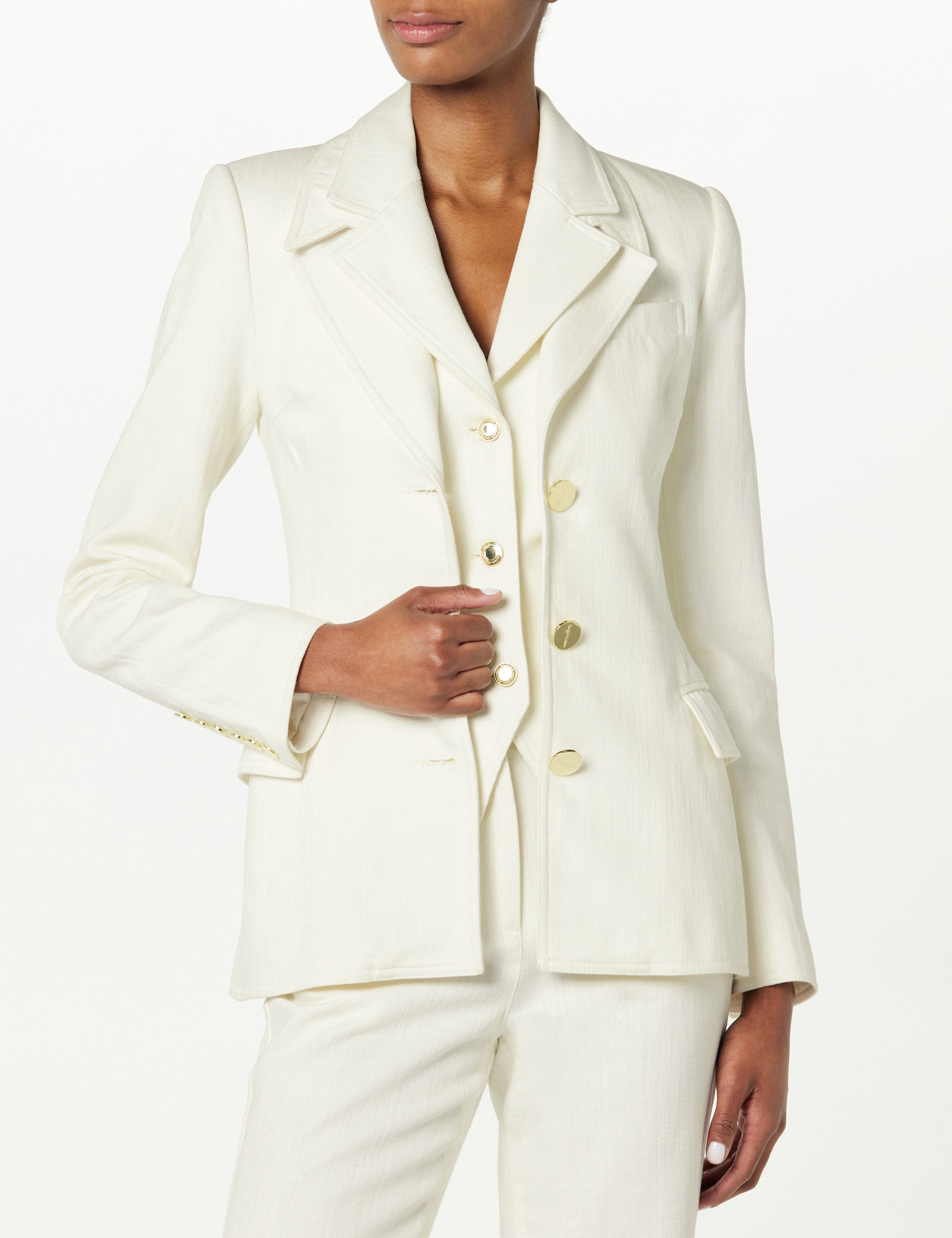 3 Button Drop Collar Blazer Light Weight Denim