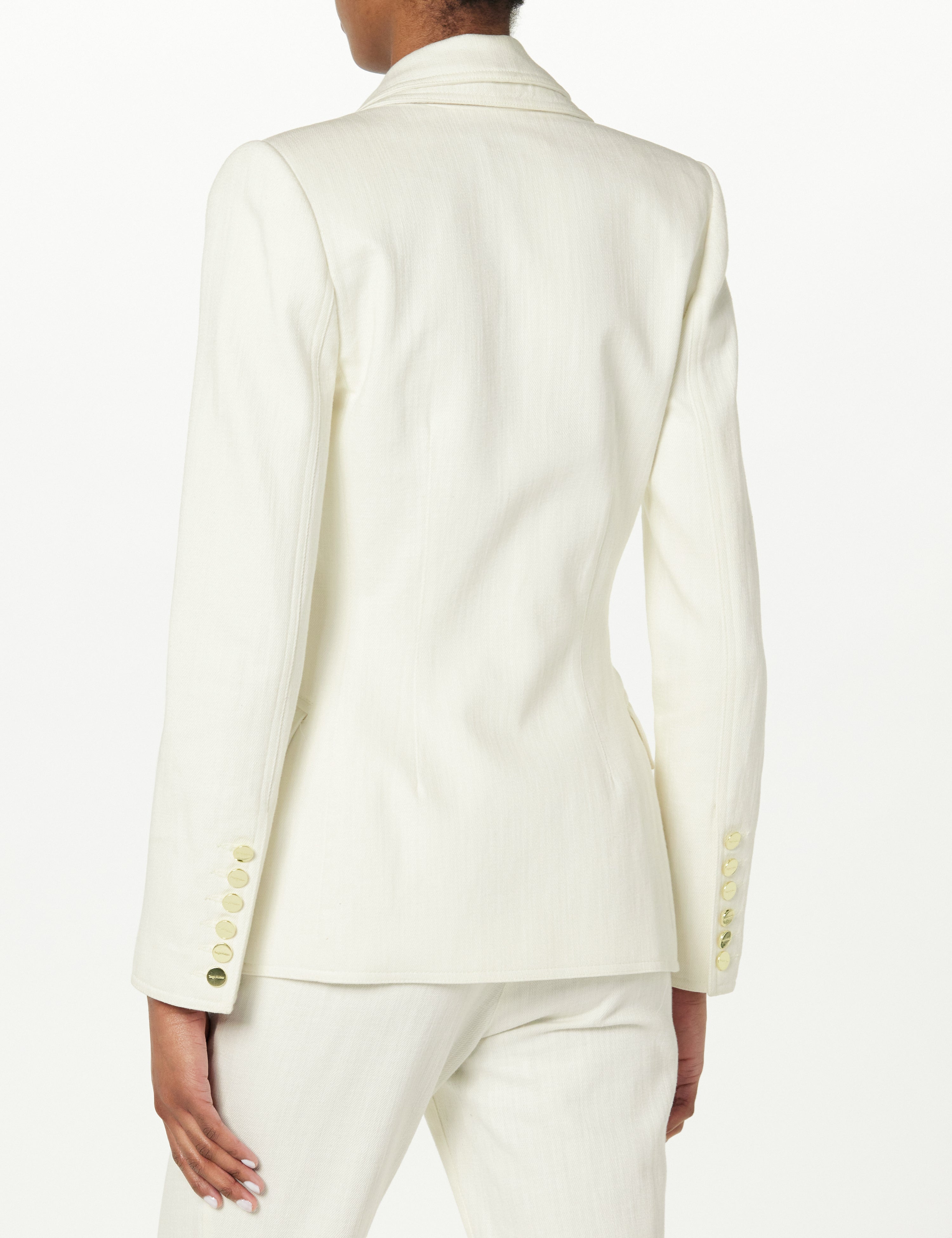 3 Button Drop Collar Blazer Light Weight Denim