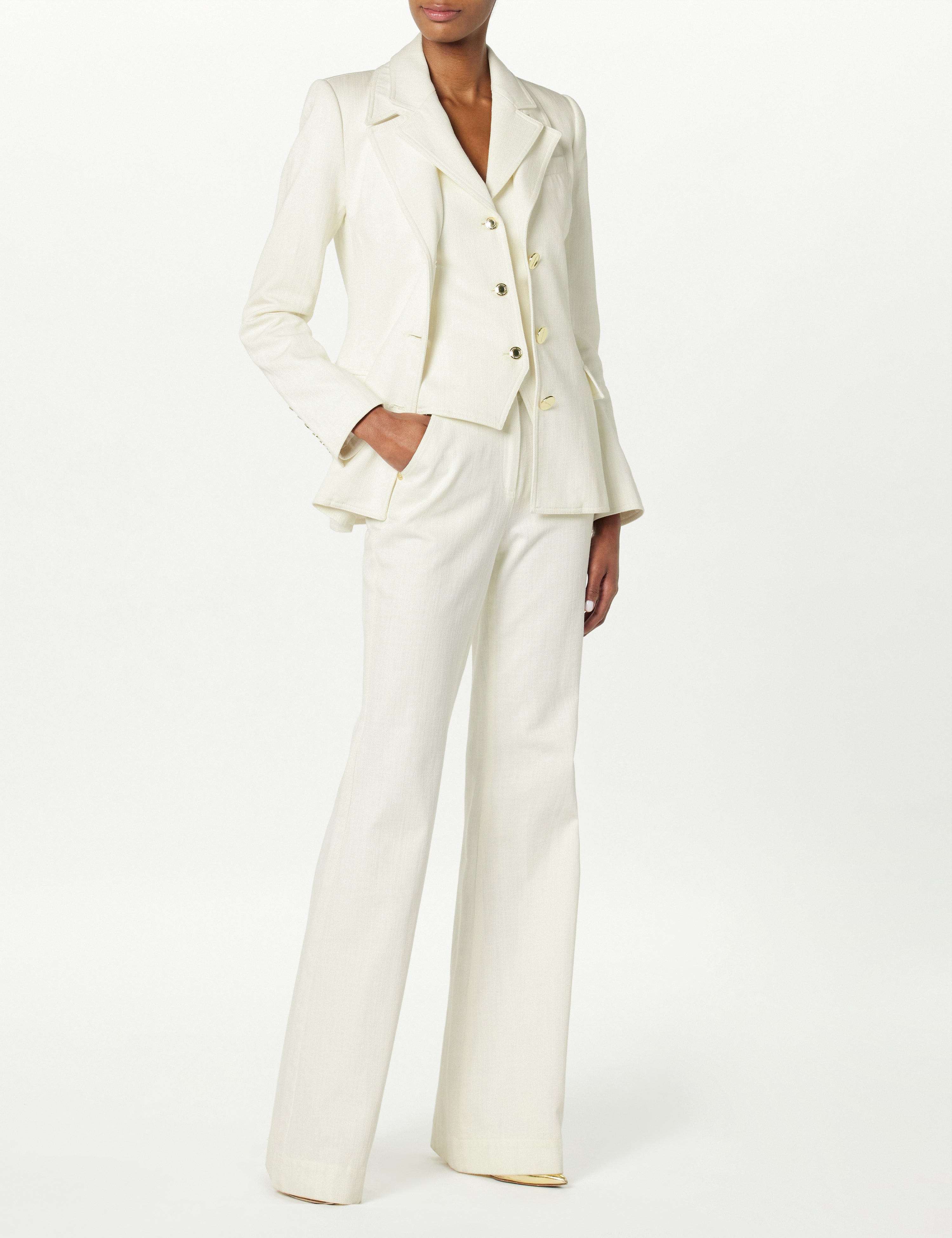 3 Button Drop Collar Blazer Light Weight Denim