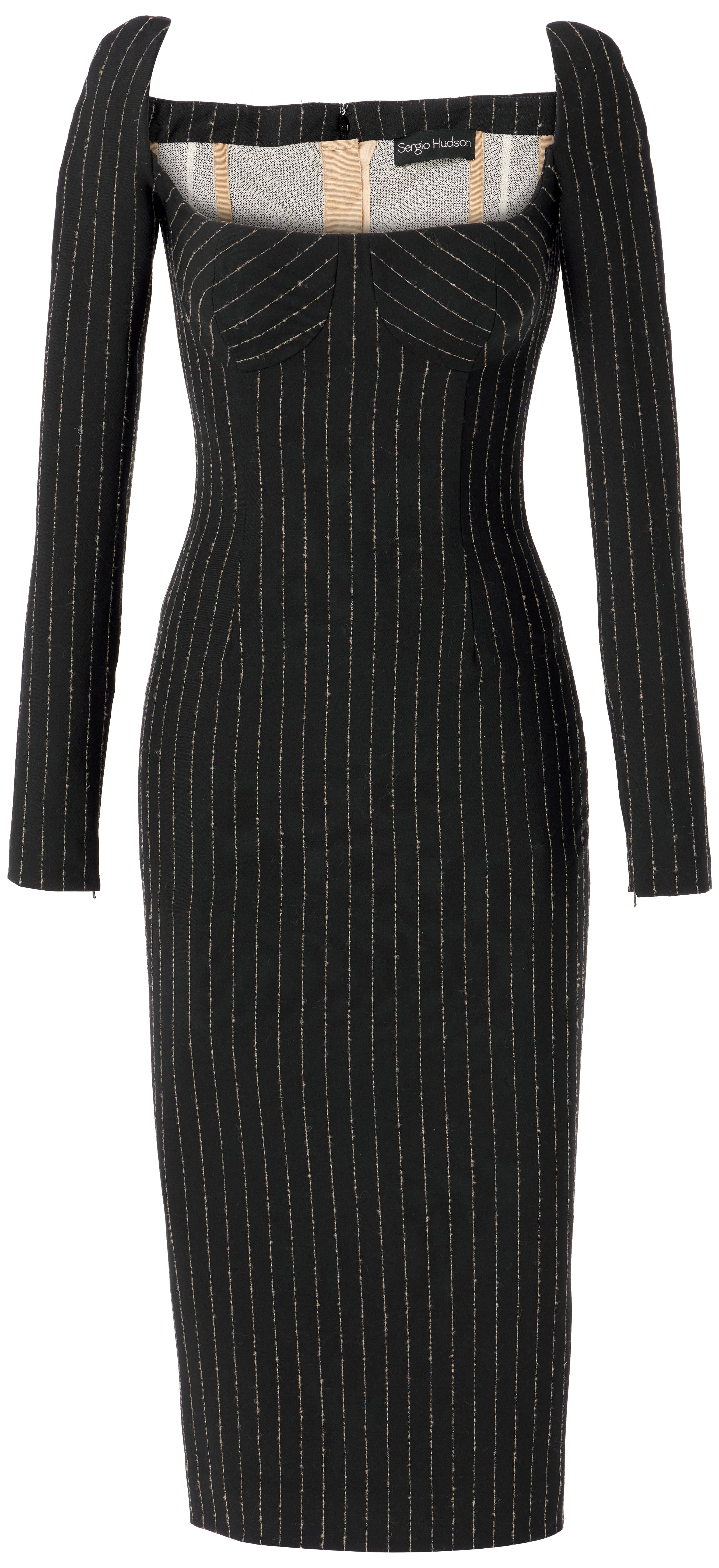 Pin Stripe Open Decloté Bustier Dress