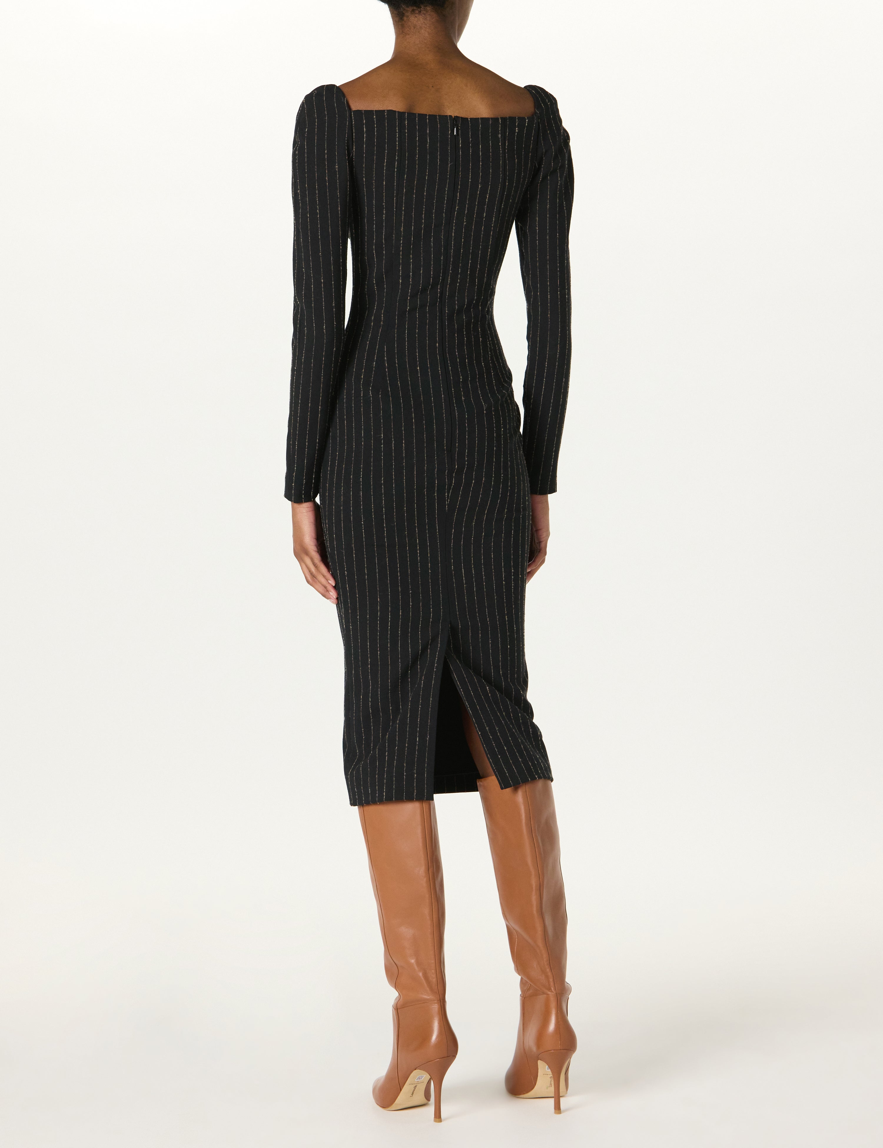 Pin Stripe Open Decloté Bustier Dress