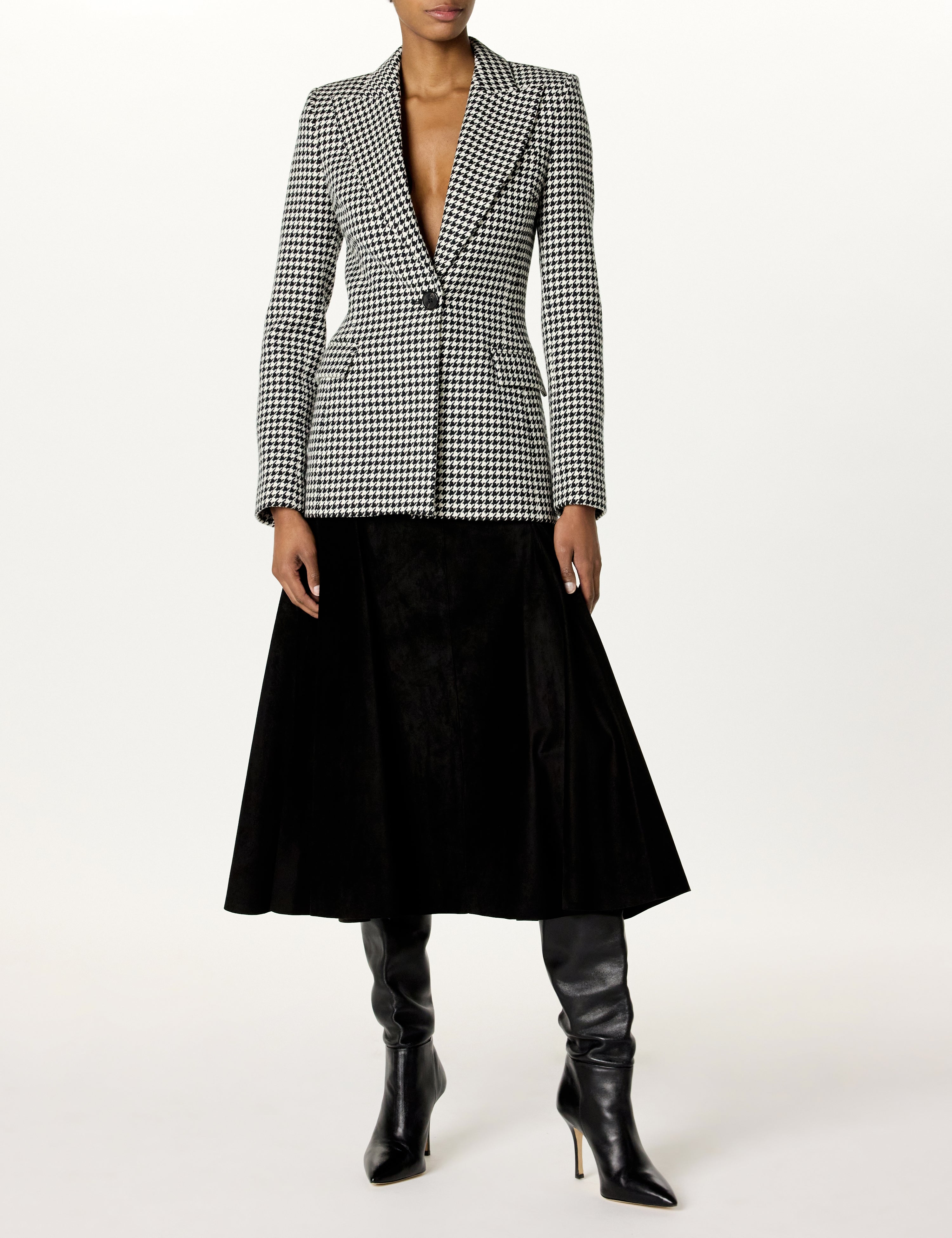 SB Peak Lapel Houdstooth Blazer