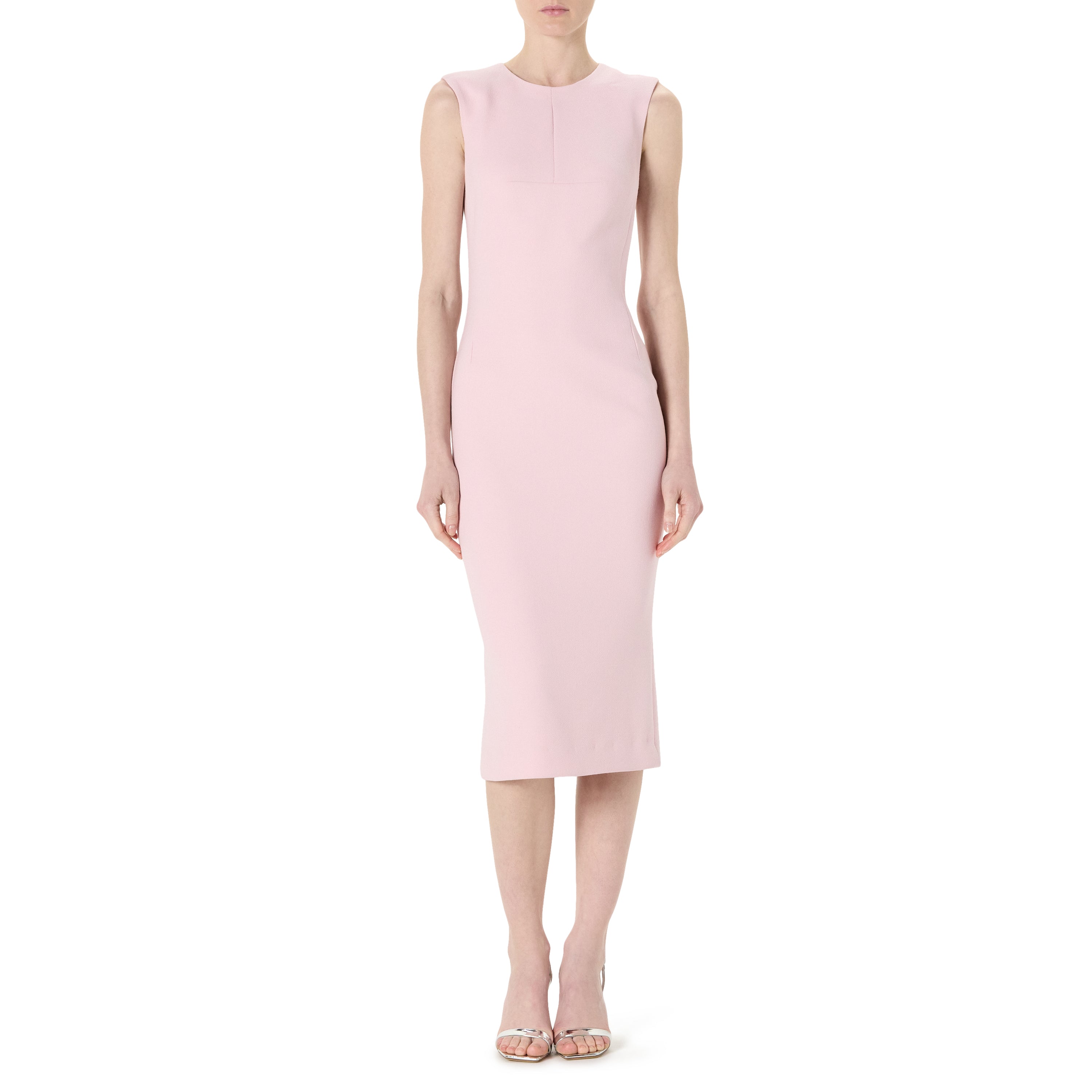 Sleeveless Sheath Dress w/ Pleats