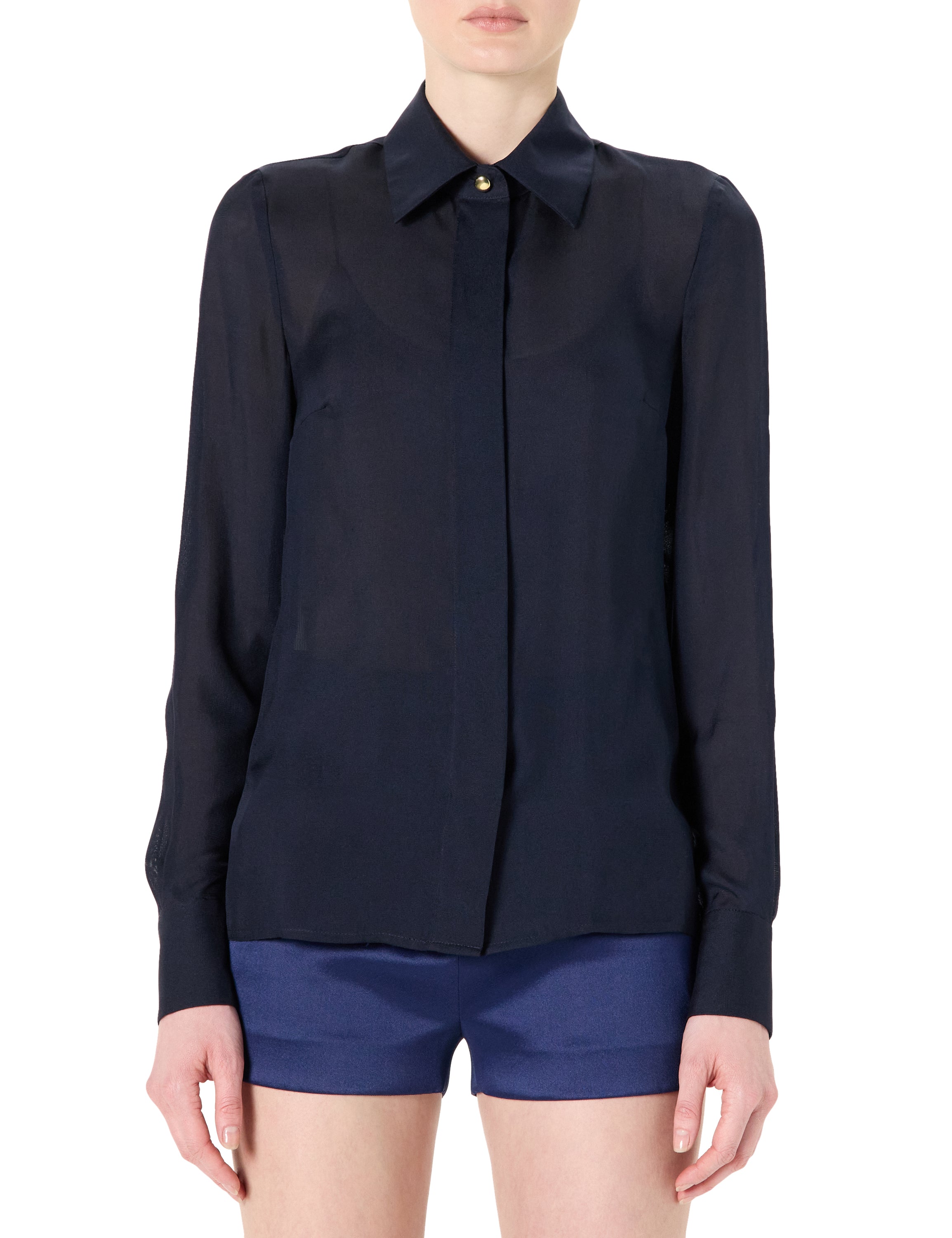Sheer Button-Down Blouse