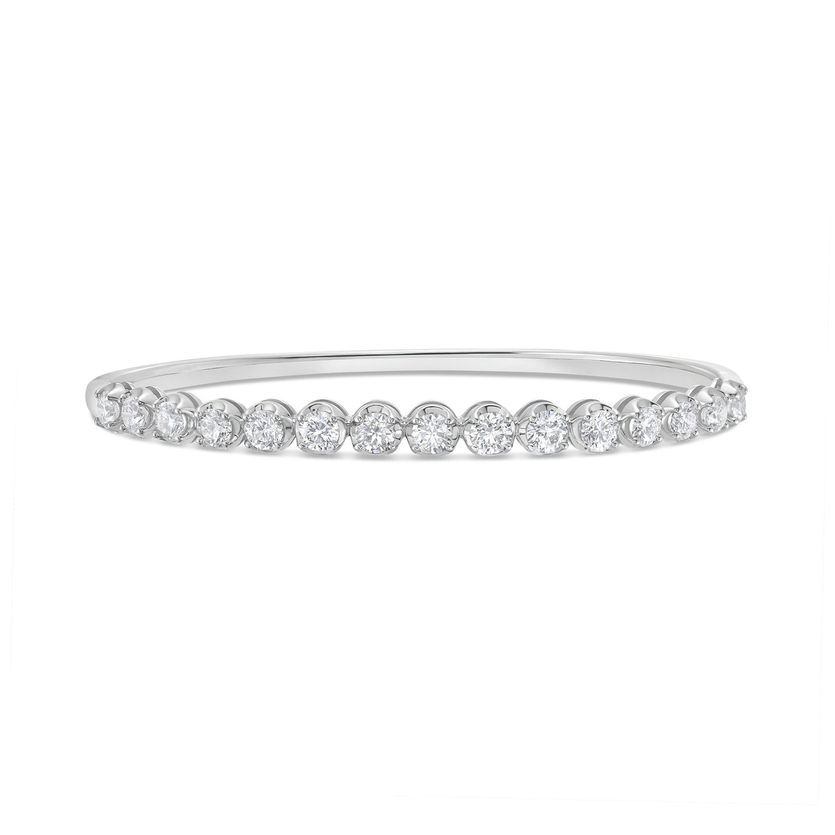 3.0 CTW Vertical Oval Shape Buttercup Bangle (White Gold)