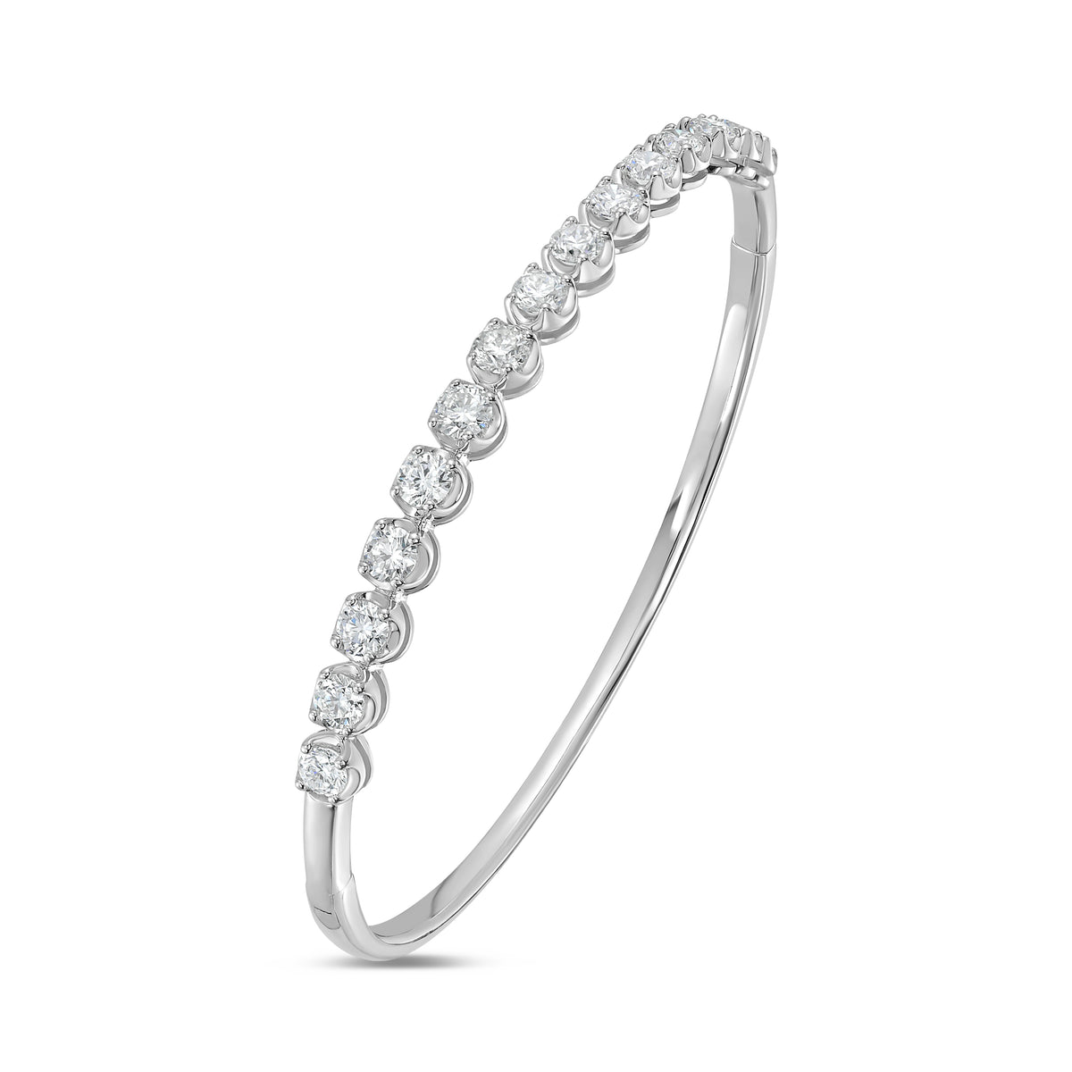 3.0 CTW Vertical Oval Shape Buttercup Bangle (White Gold)