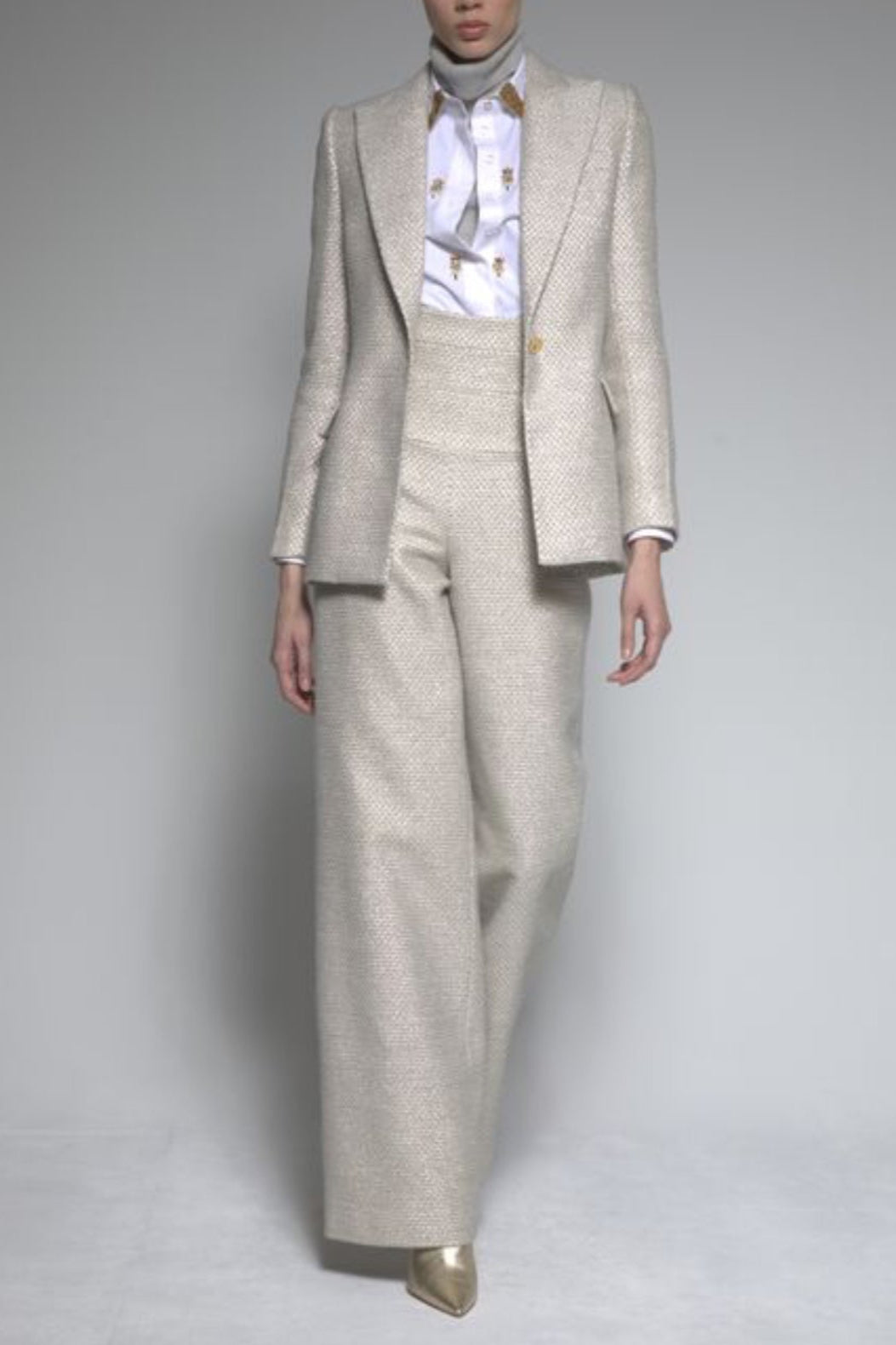 Metallic Tweed Classic Trouser