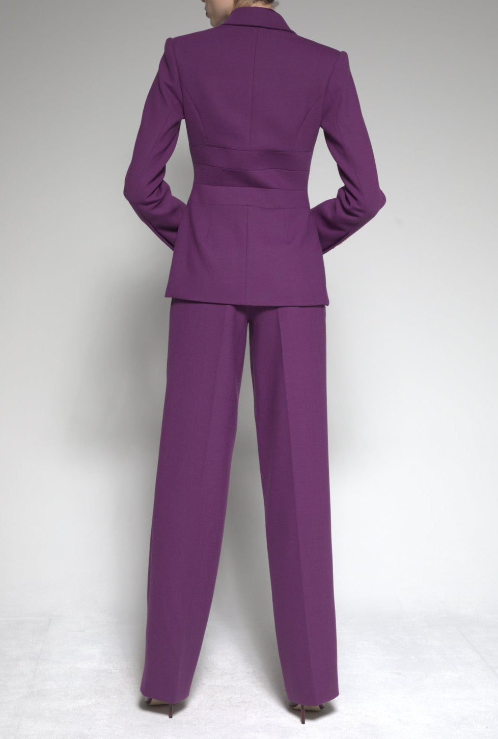 Pleated Waist Wool Blazer