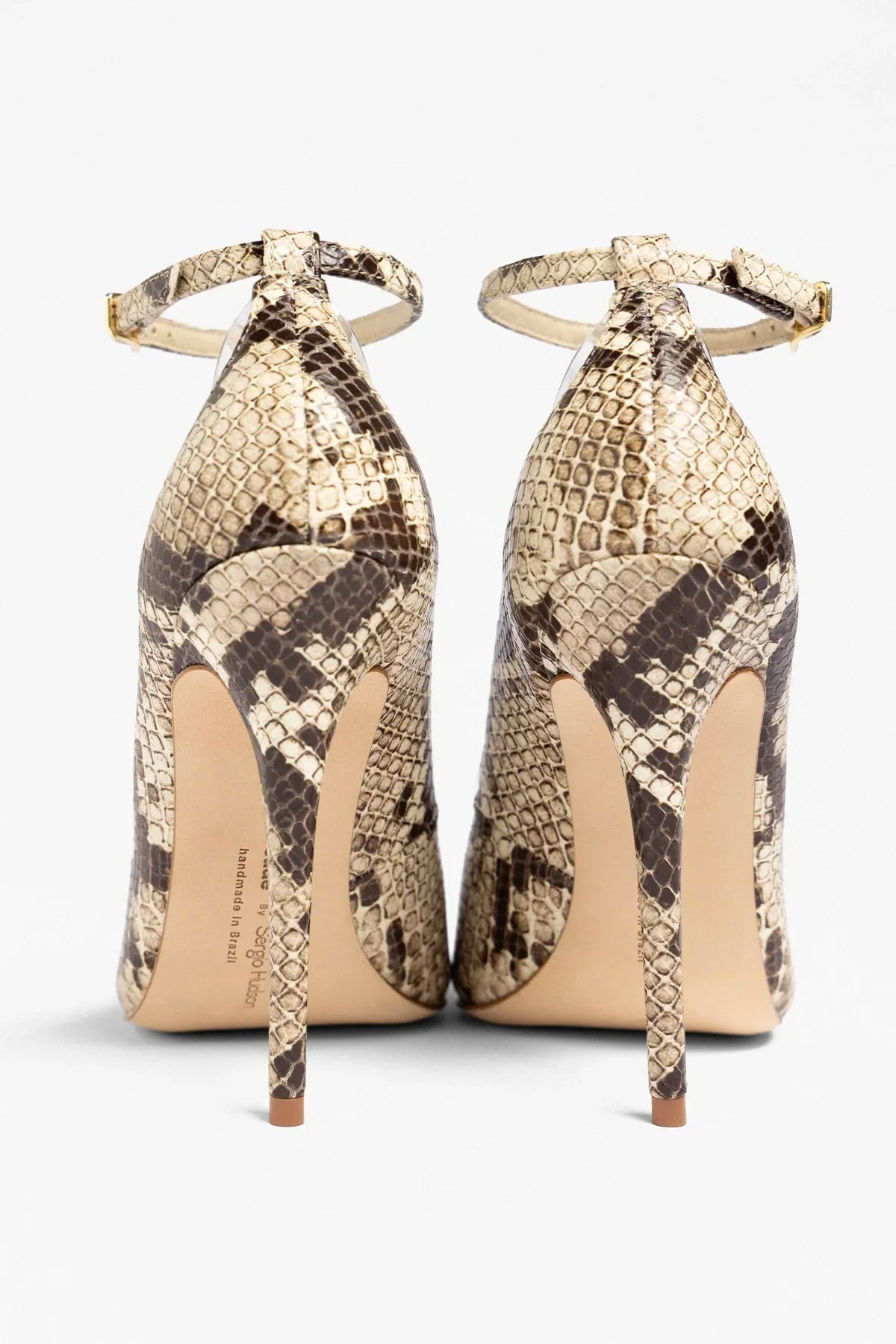 Larroudé by Sergio Hudson: Tahleya Pump Beige Snake Leather