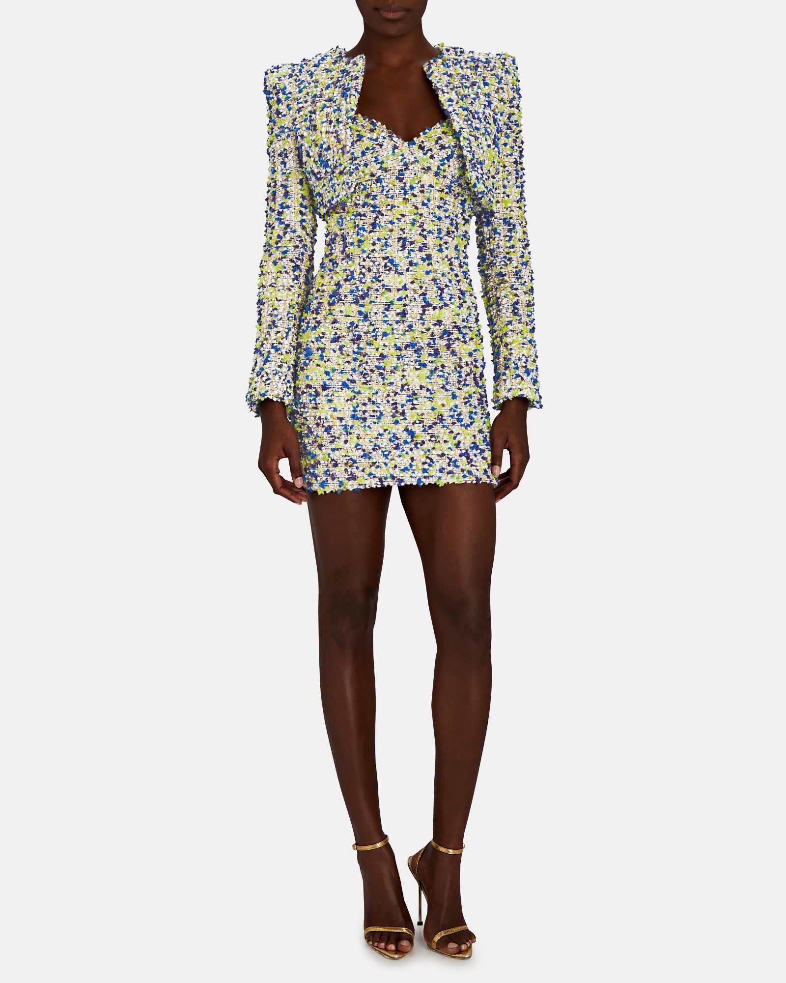 Collarless Tweed Cropped Jacket