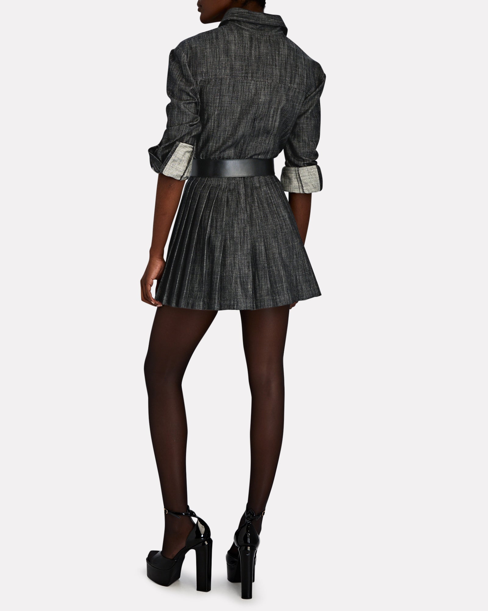 Belted Denim Shirt Mini Dress