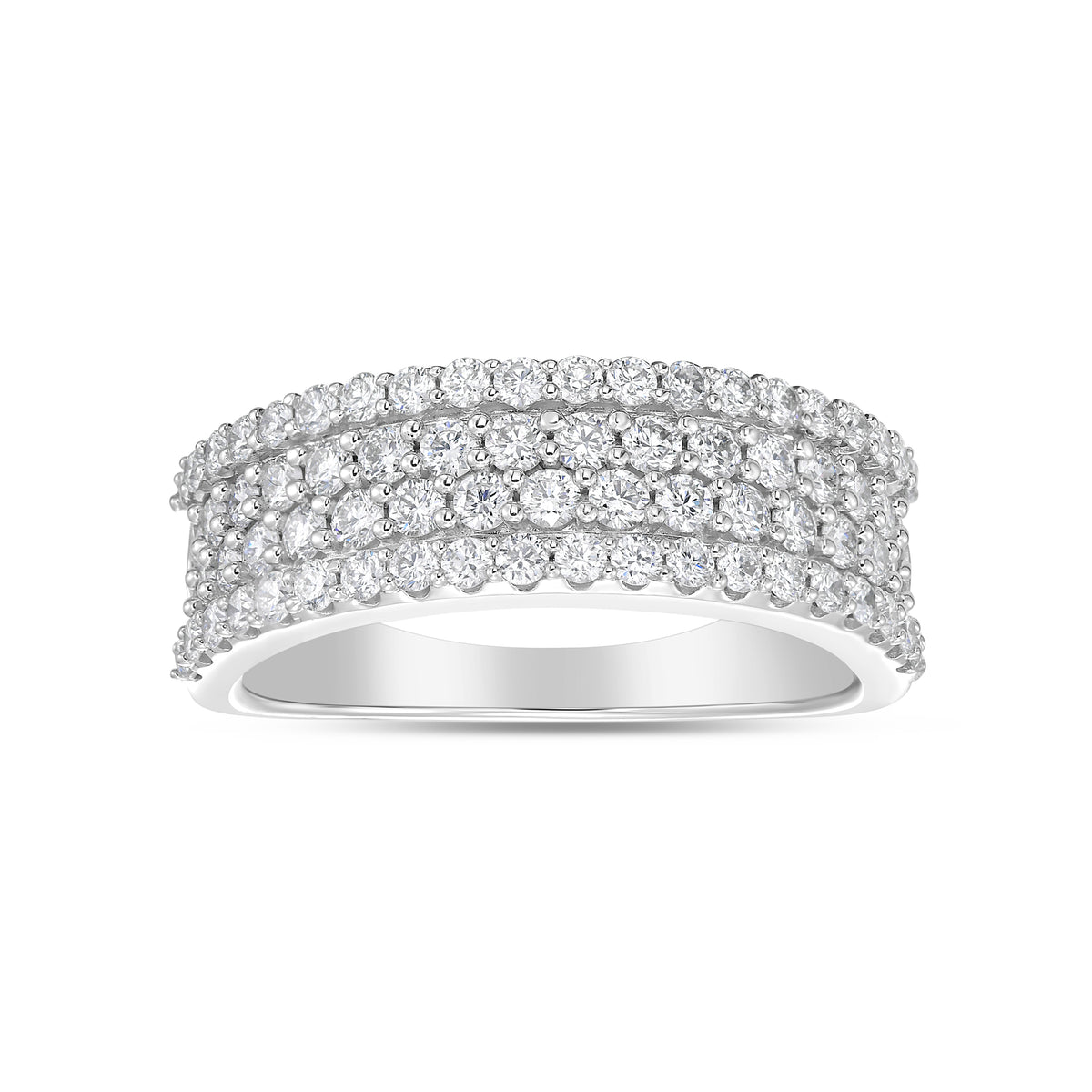 1.0 CTW 4 Rows Round Prong Band (White Gold)
