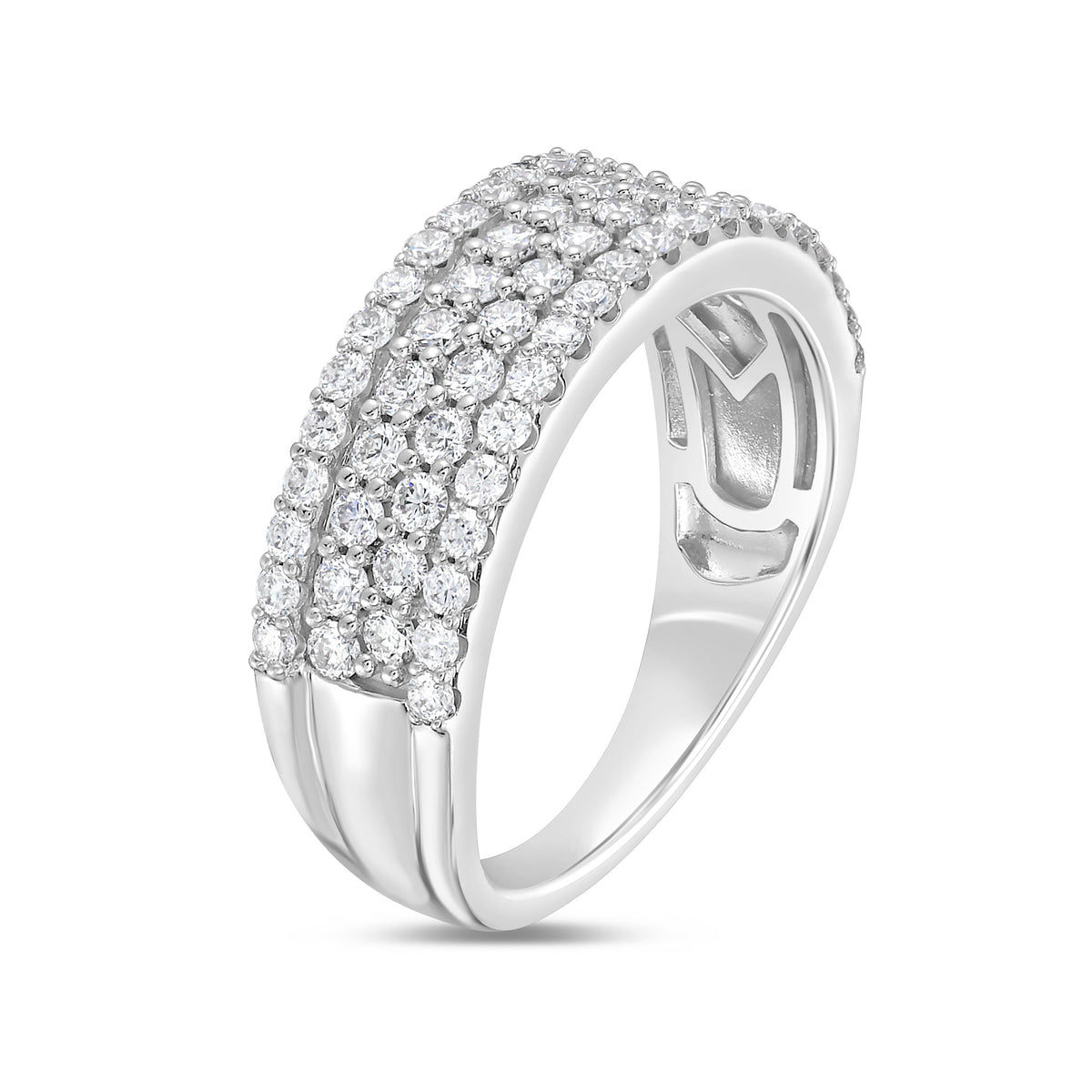 1.0 CTW 4 Rows Round Prong Band (White Gold)