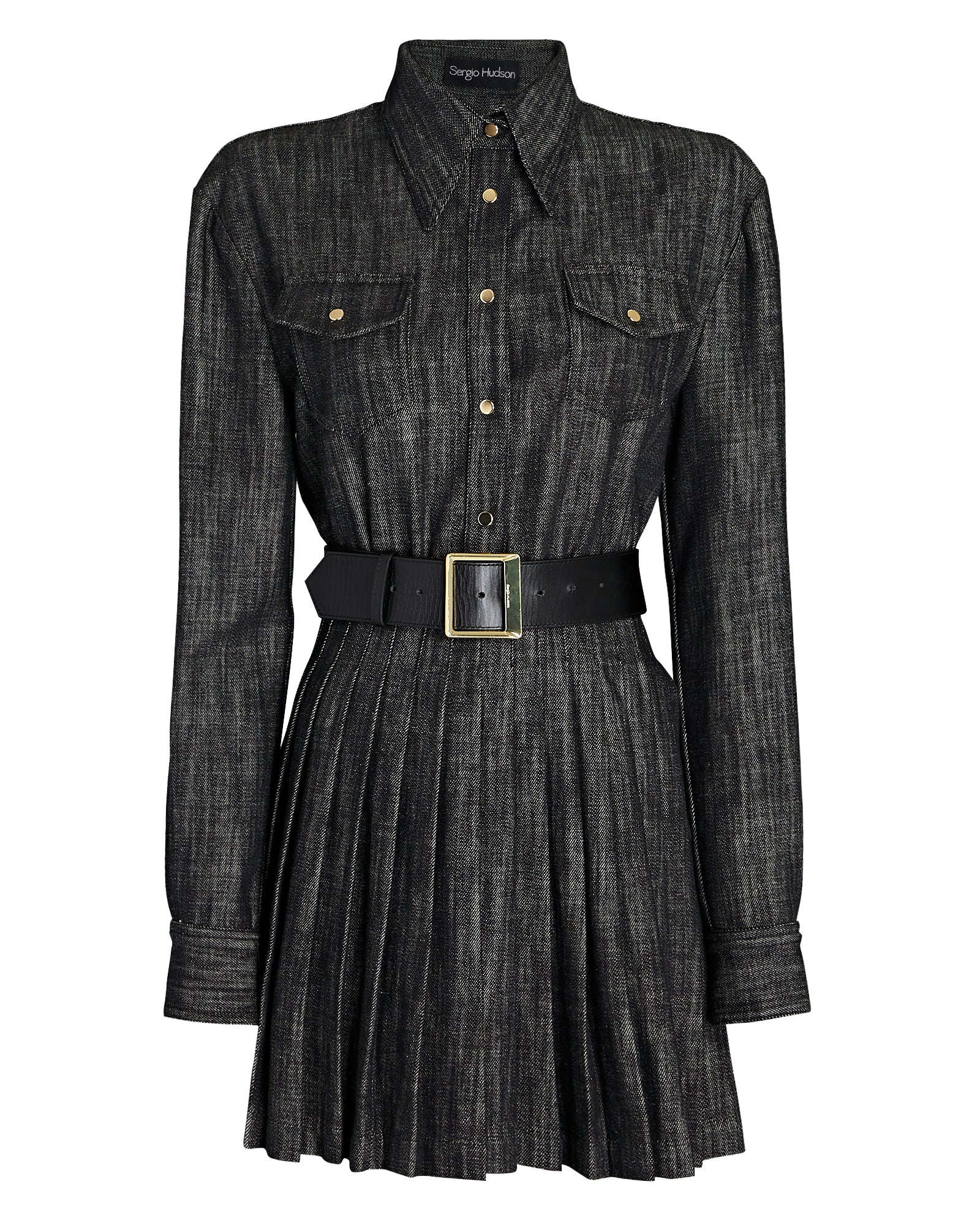 Belted Denim Shirt Mini Dress