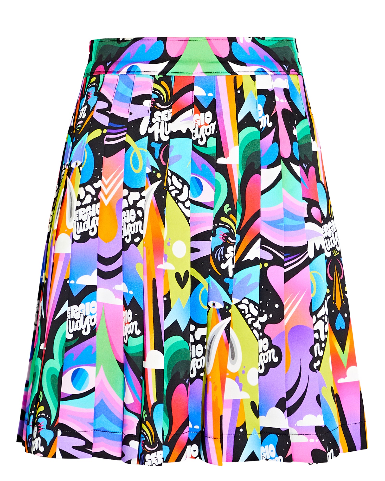 Printed Silk Pleated Mini Skirt – Sergio Hudson