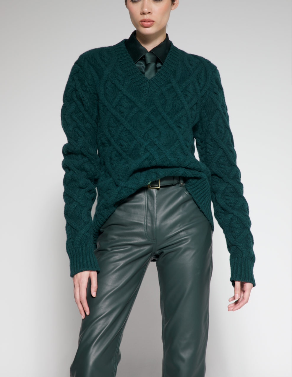 Oversized Turtleneck Cable-Knit Sweater