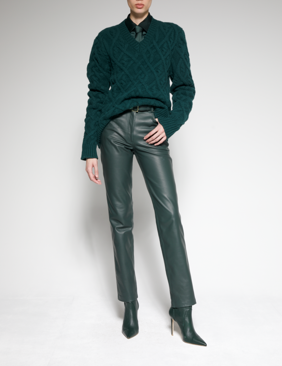 Oversized Turtleneck Cable-Knit Sweater