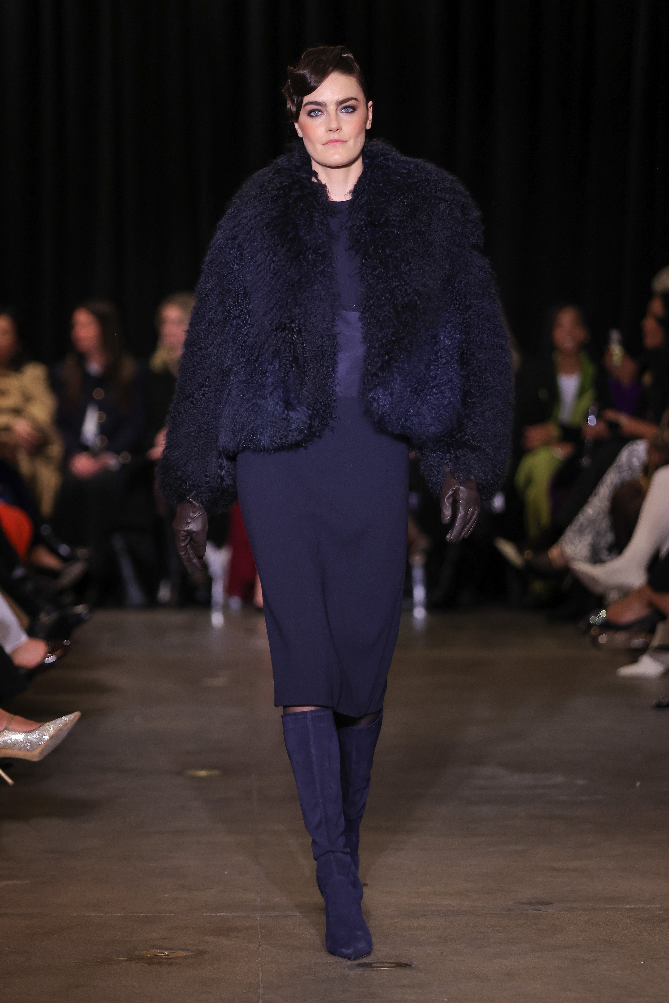 Crew Neck A-Line Dress w/ Suede Waist