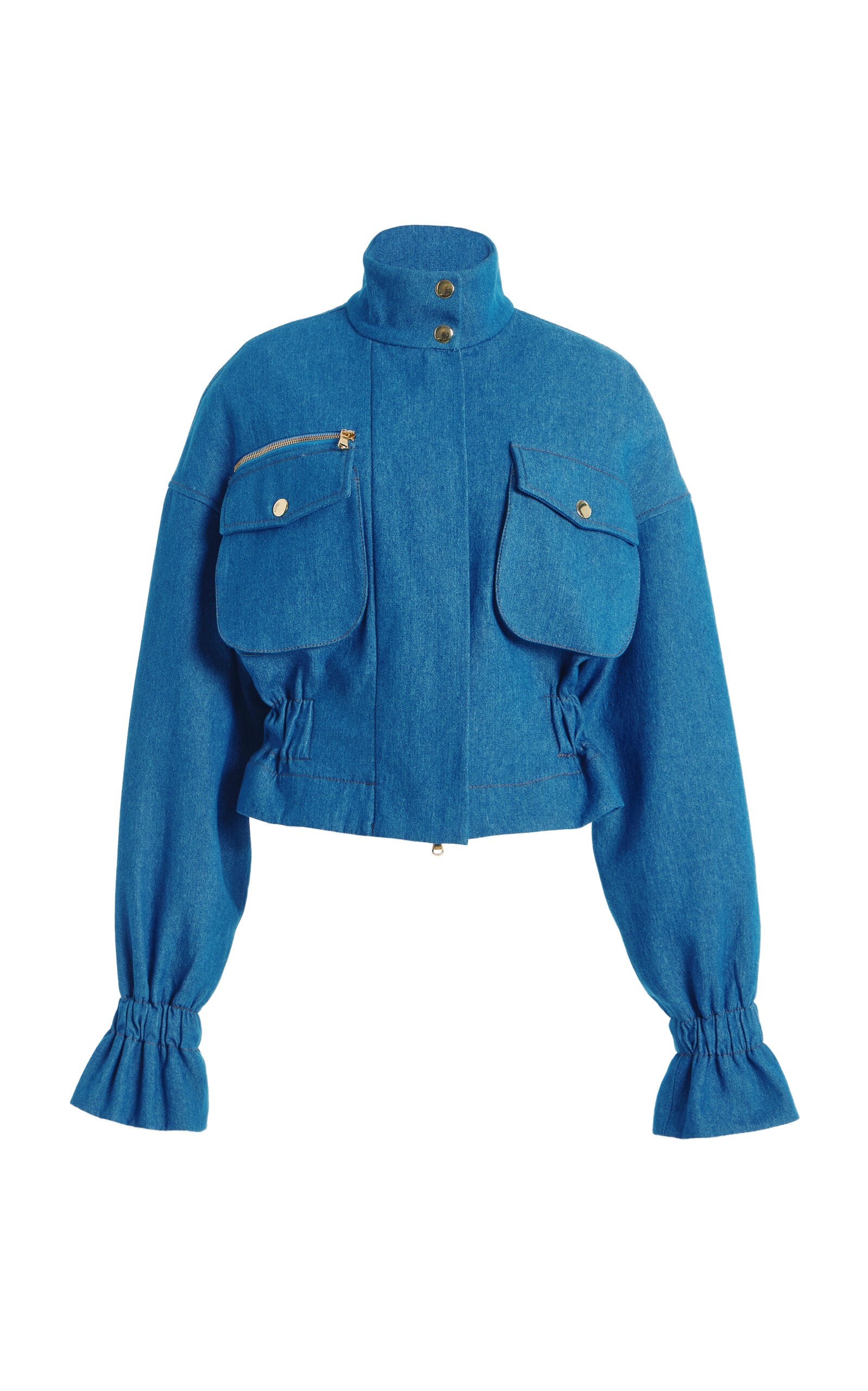 Cropped Denim Utility Jacket