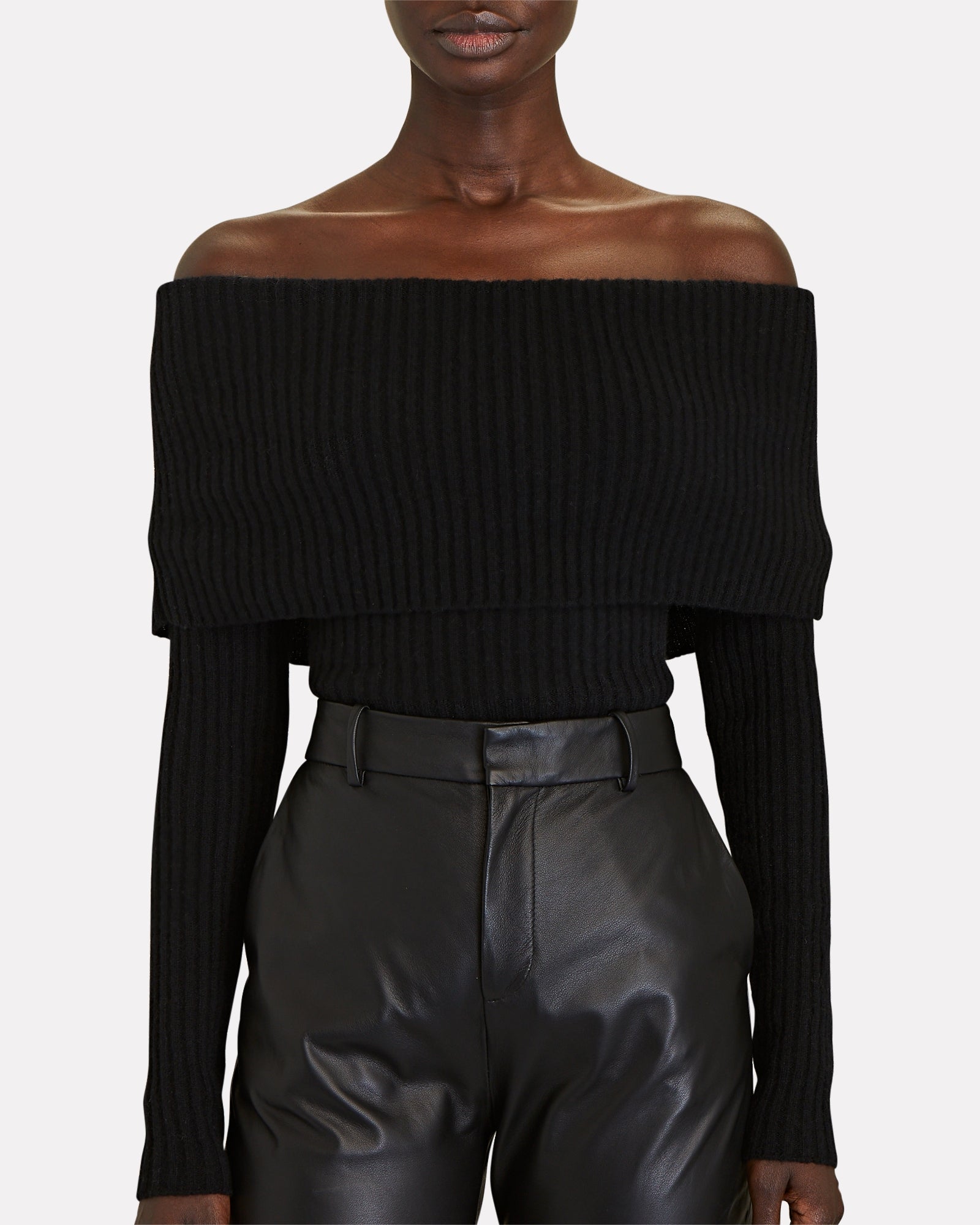 off-shoulder FOLD OVER sweater – Sergio Hudson Collections