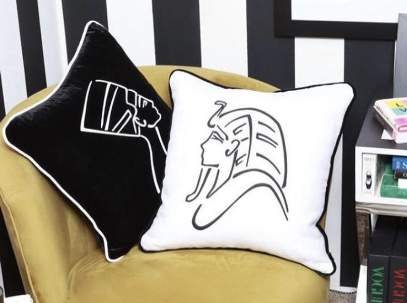 Nefertiti Embroidered Pillow 18x18