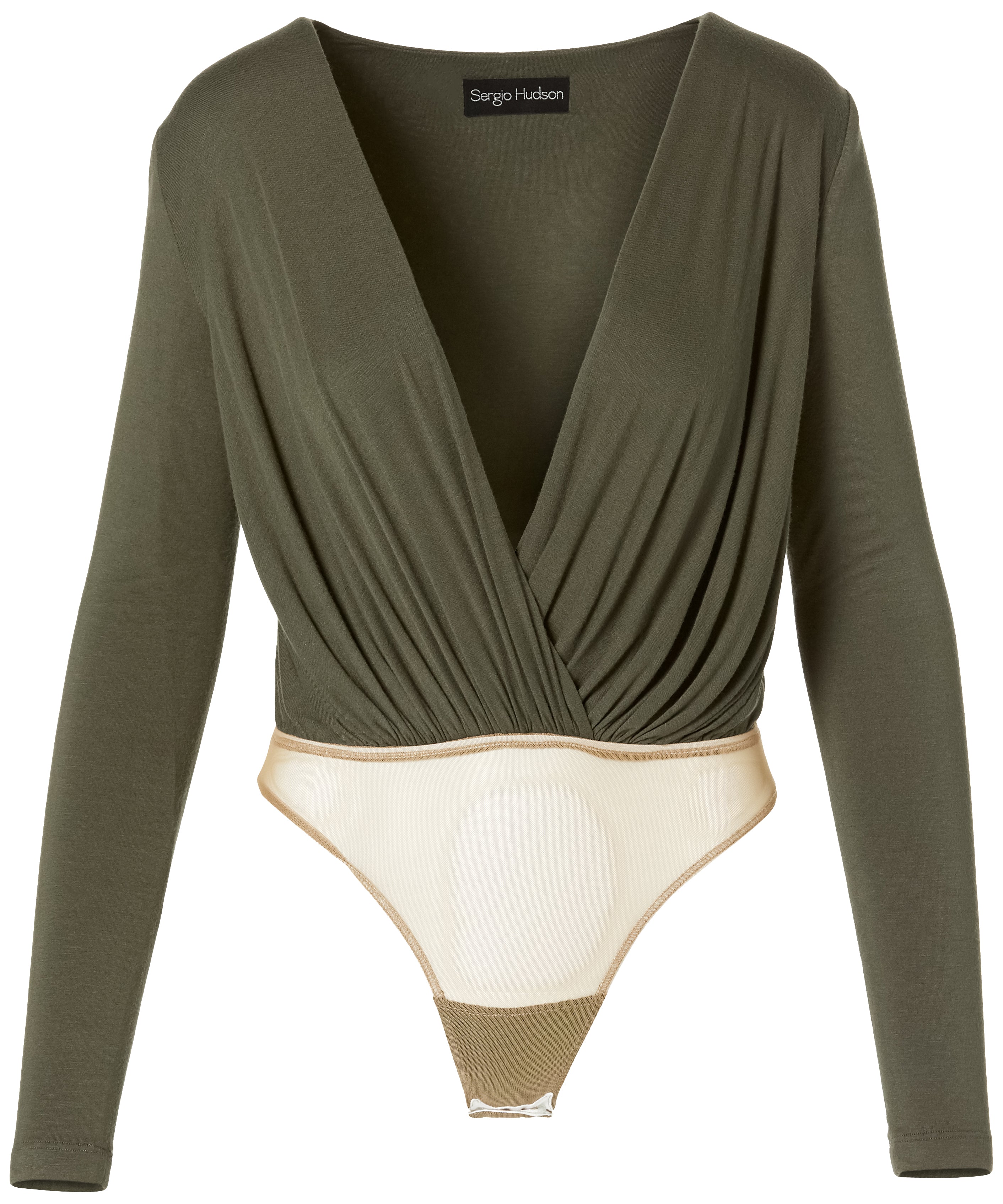 Draped V-Neck Bodysuit