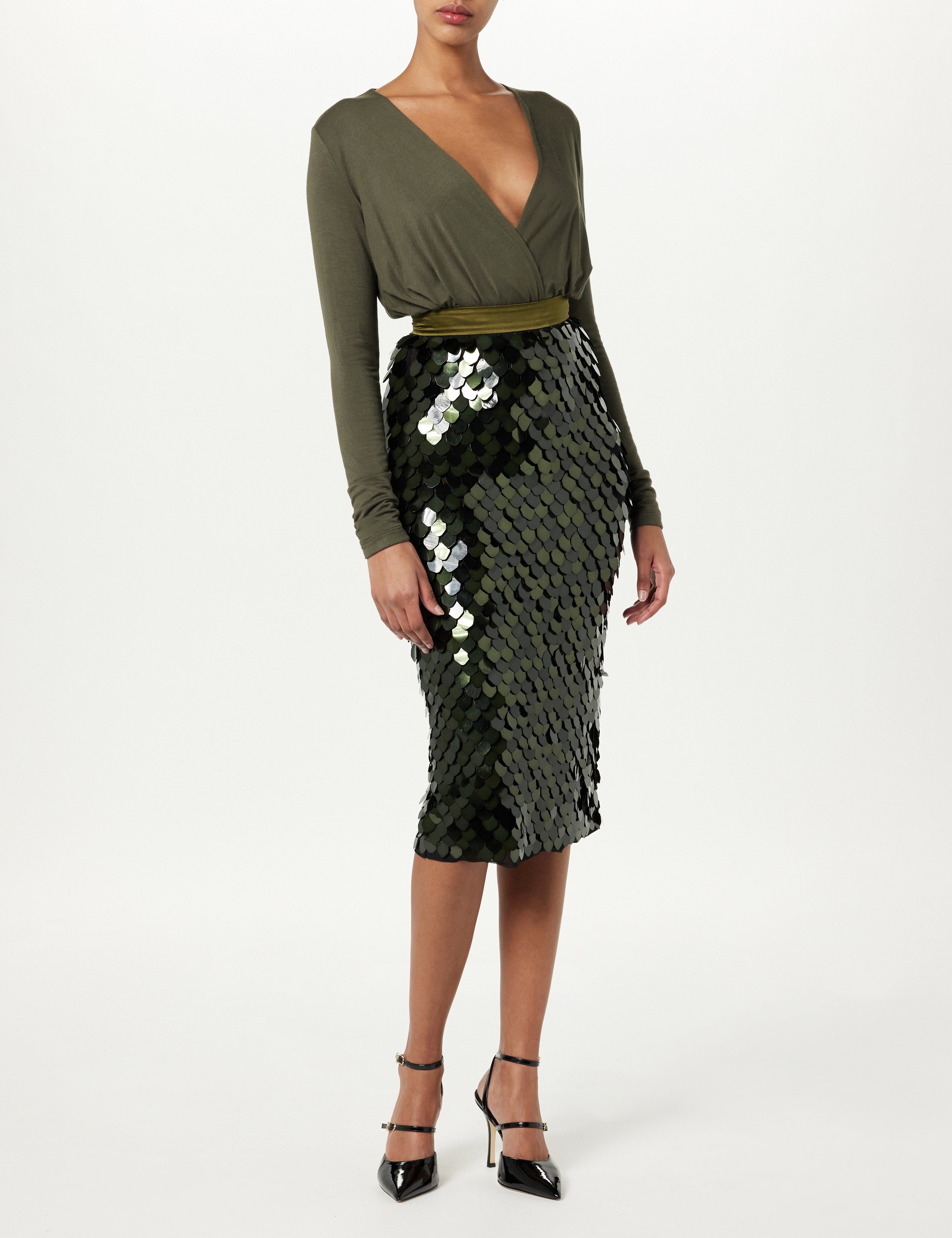 Draped V-Neck Bodysuit