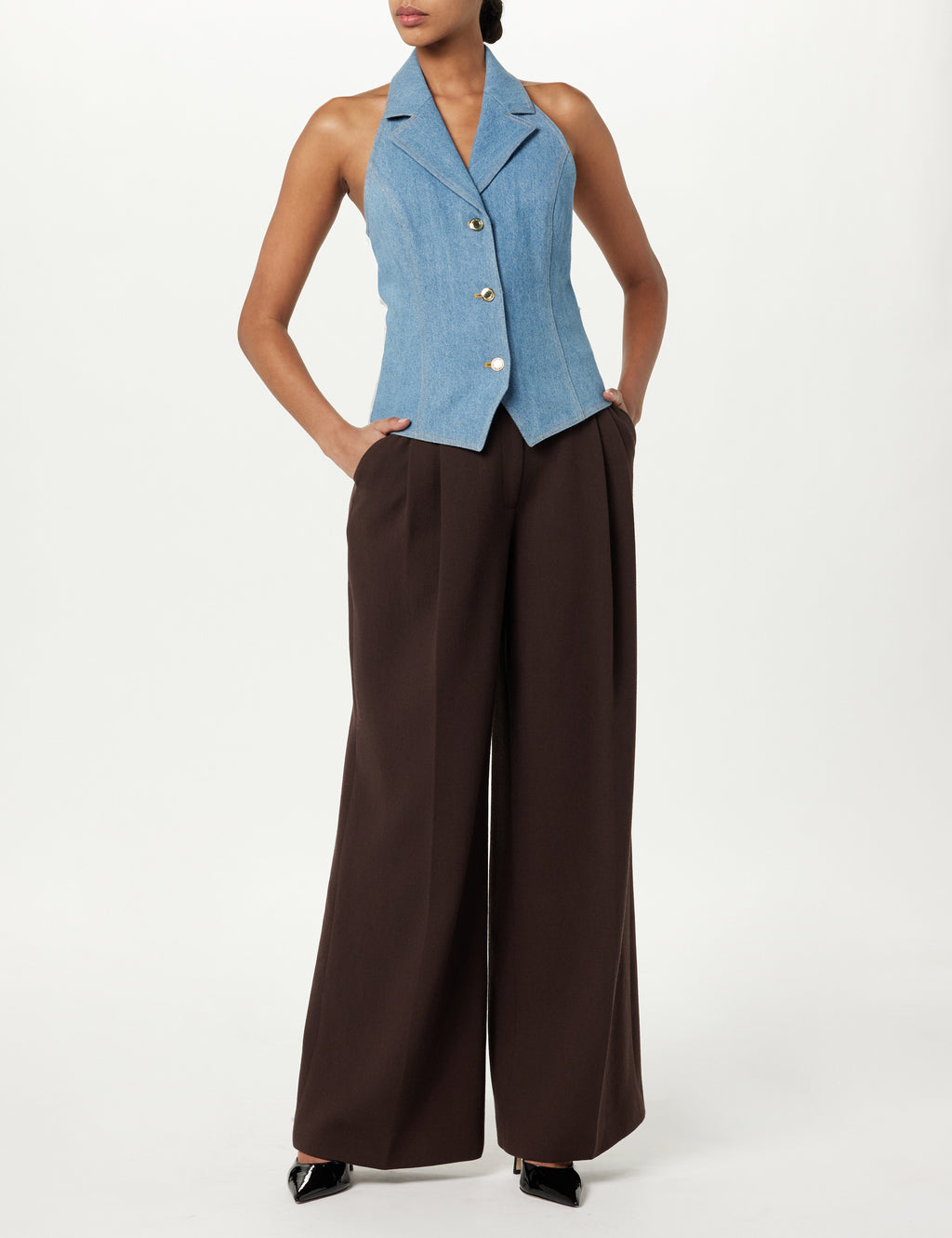 Denim Halter Vest