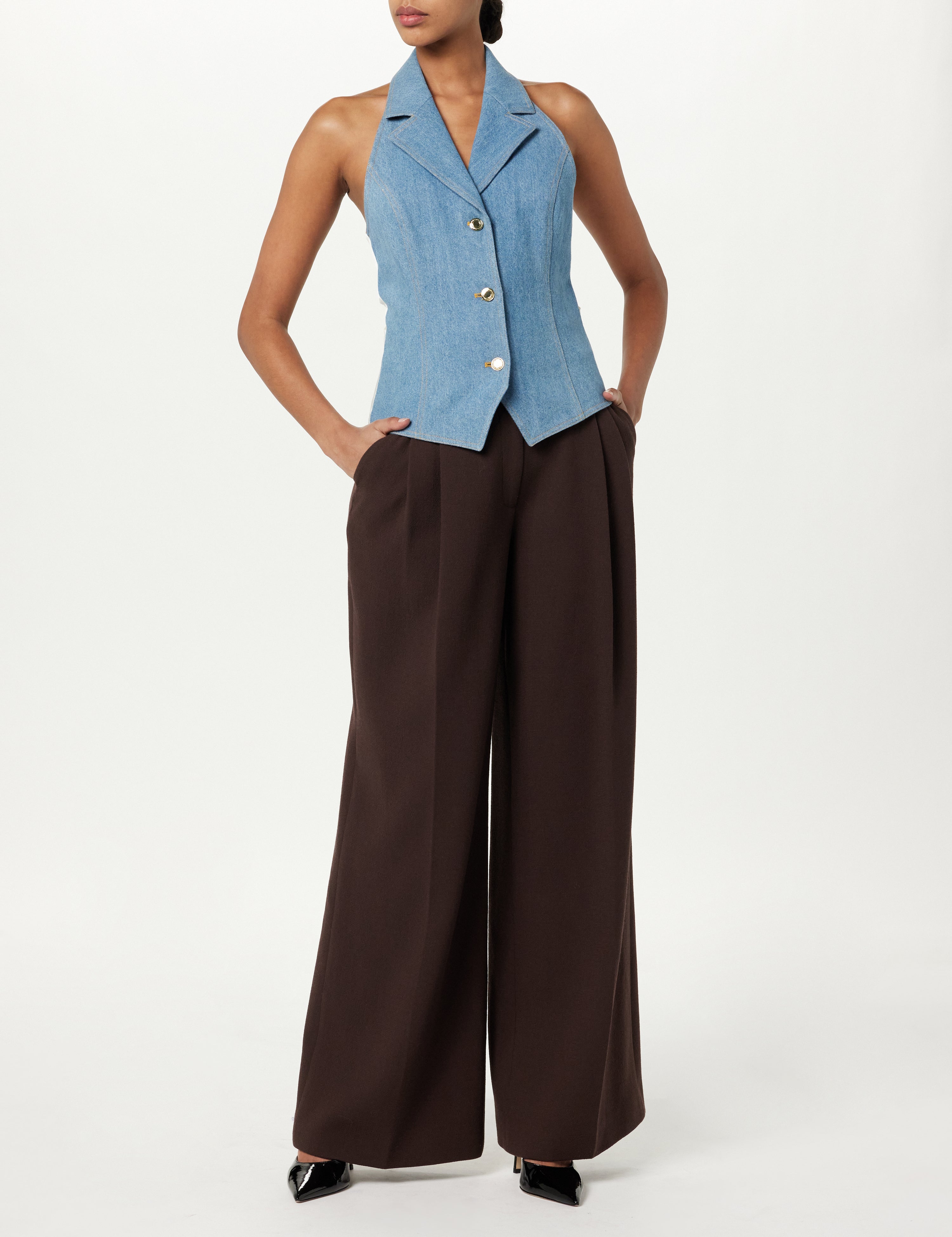 Denim Halter Vest