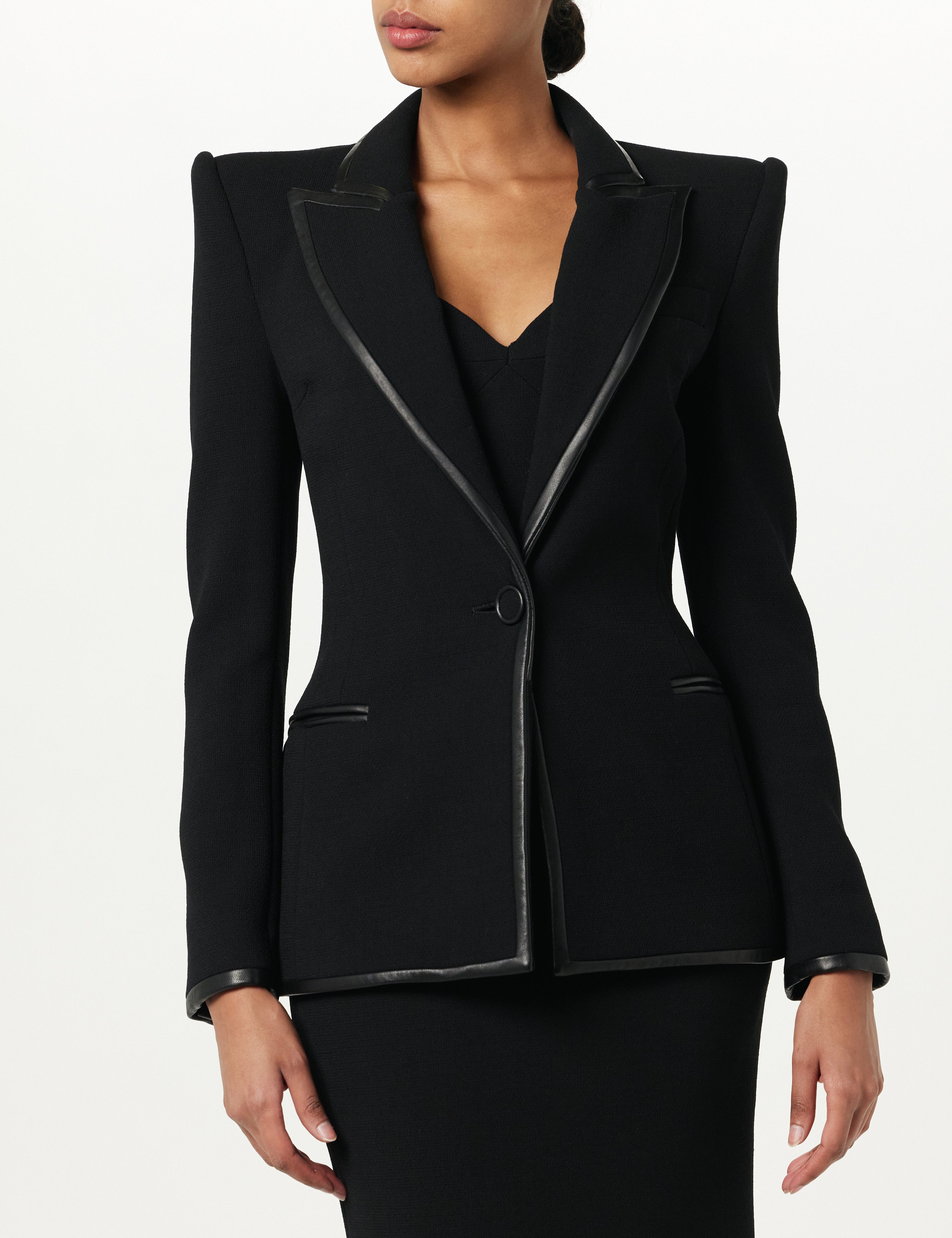 Leather Frame Blazer Jacket