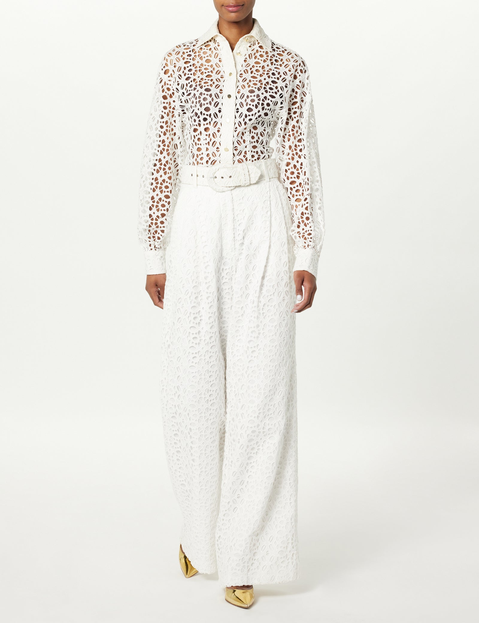 Deep Pleated Eyelet Pant – Sergio Hudson