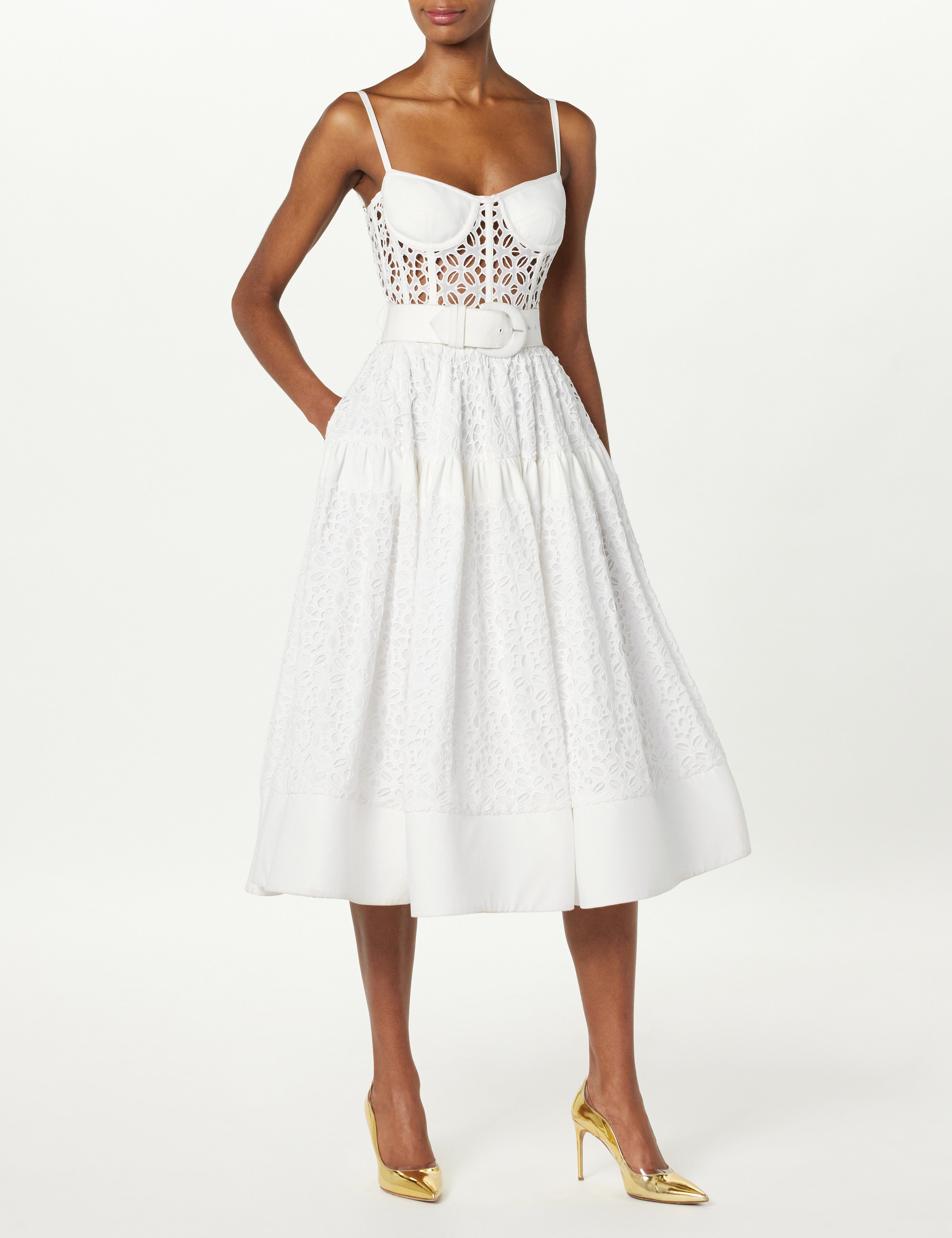 Belted Bustier Midi Dress
