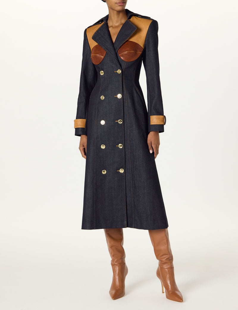 Double Breast Combo Coat Dress