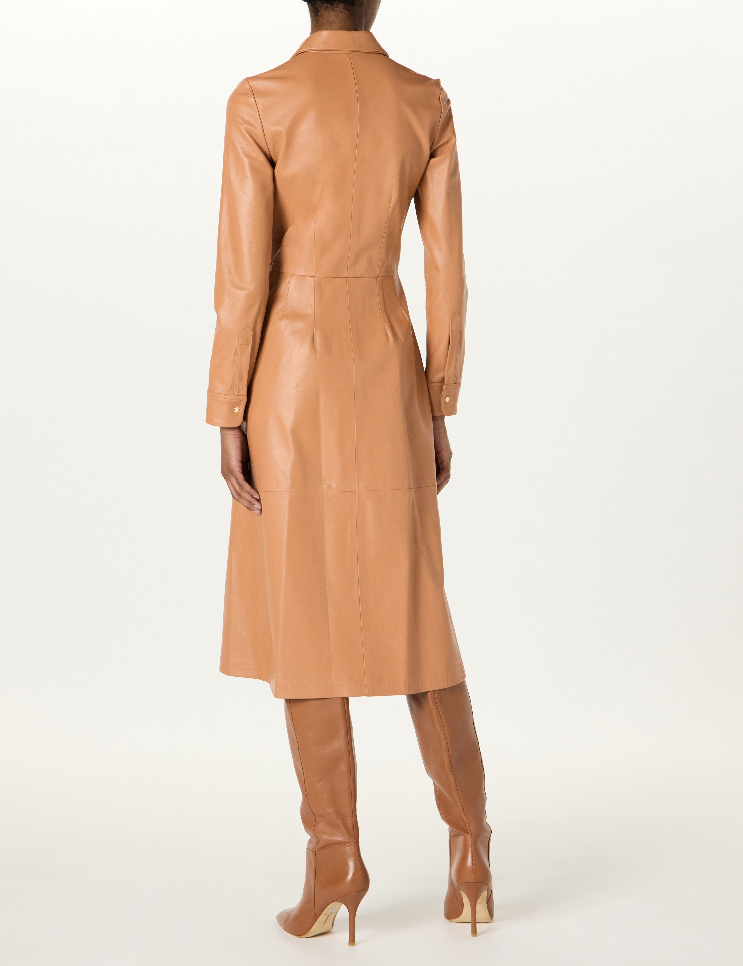 Leather Button Down Shirt Dress