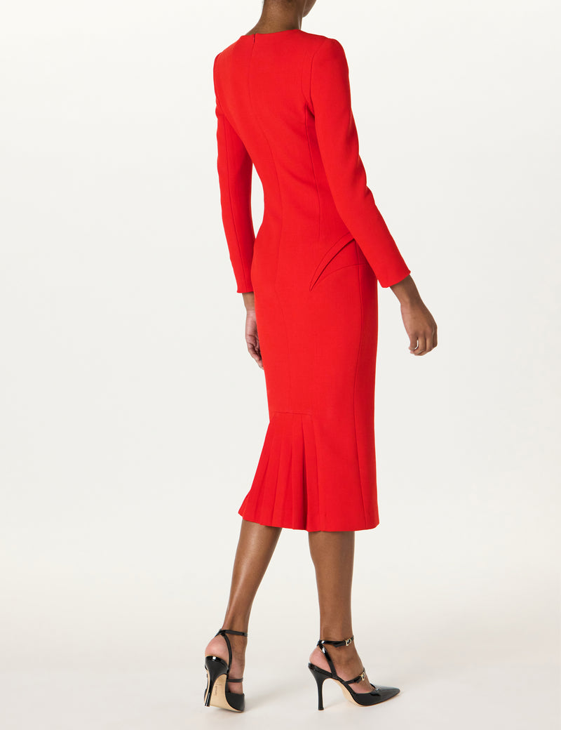 Slim Pleated Back Dress Mdi