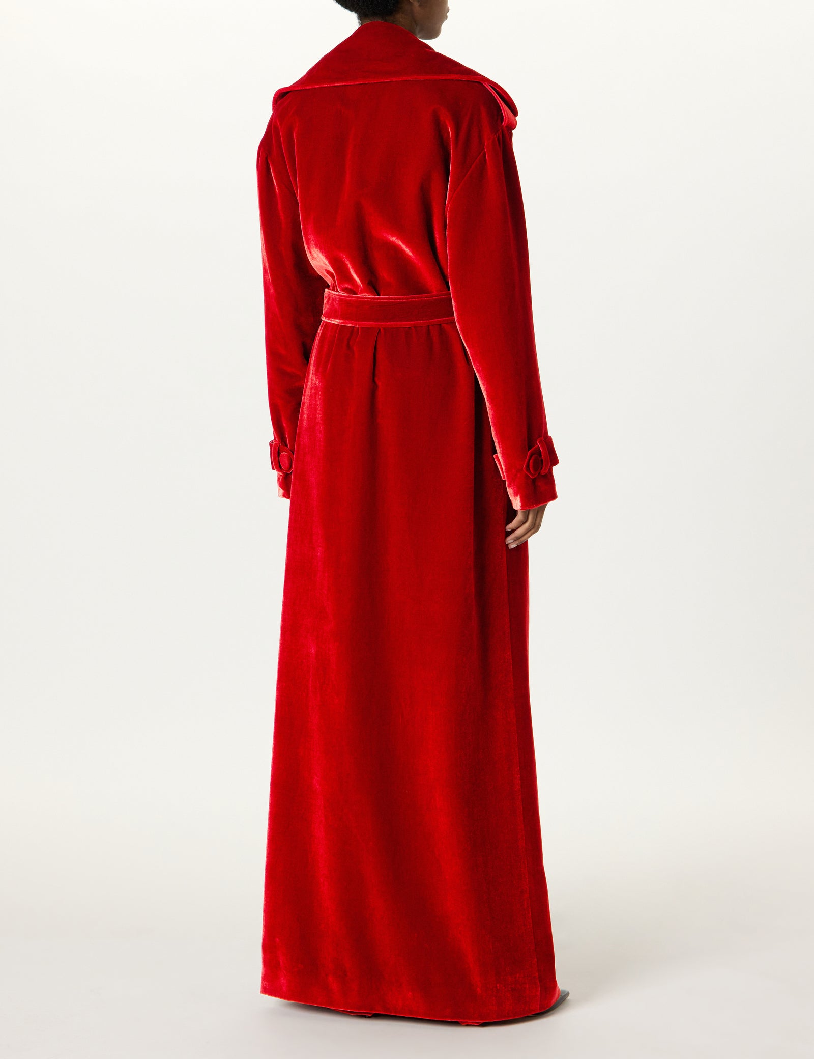 【THE MOZZ】[Premium] Close Maxi Hidden Long Coat DB Maxi Trench Velvet – Sergio Hudson