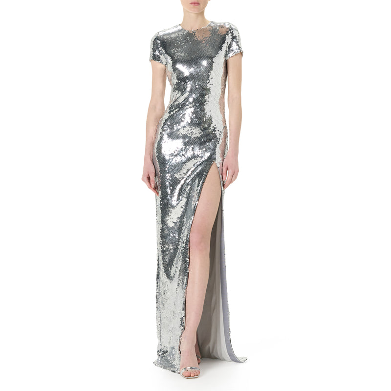 Short Sleeve High Slit Gown