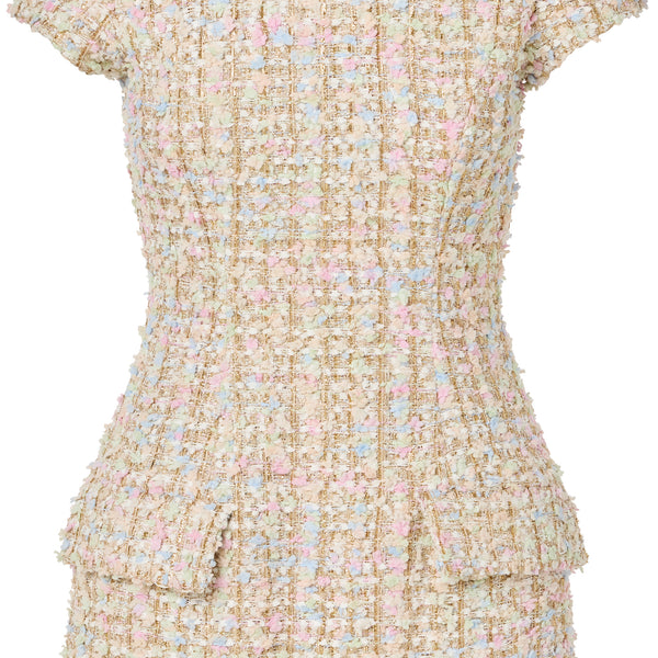 ワンピース HUECLOSET Lien Tweed Shirring Mini Dress 25KERO481 B0DQ5VKS6J.