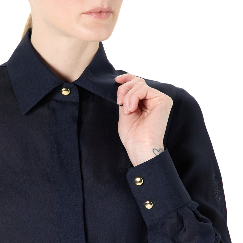 Sheer Button-Down Blouse