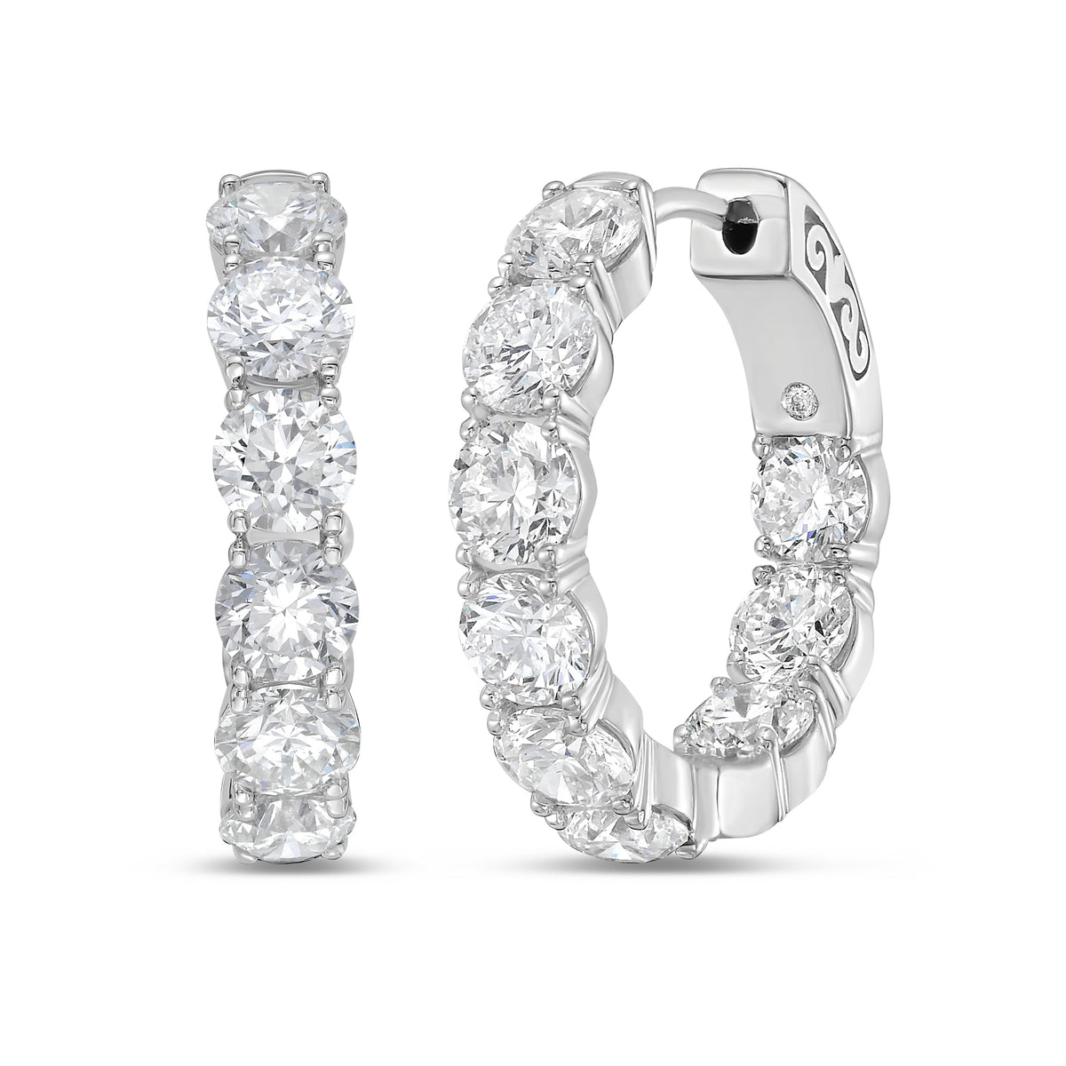 7 CTW In & Out Hoop Earrings (White Gold)