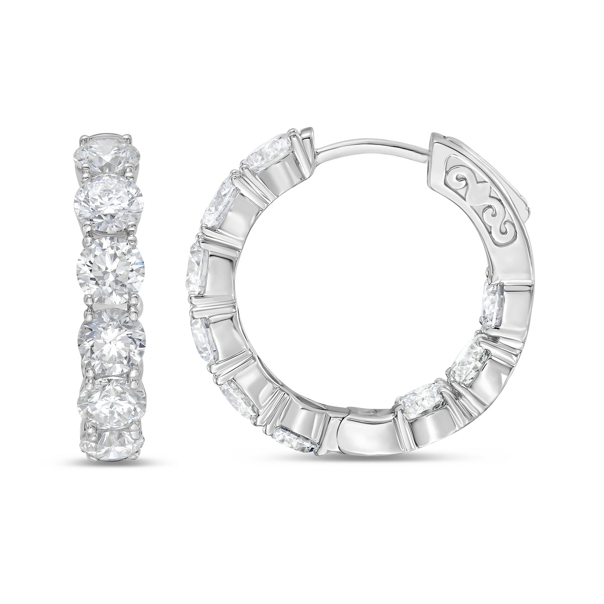 7 CTW In & Out Hoop Earrings (White Gold)