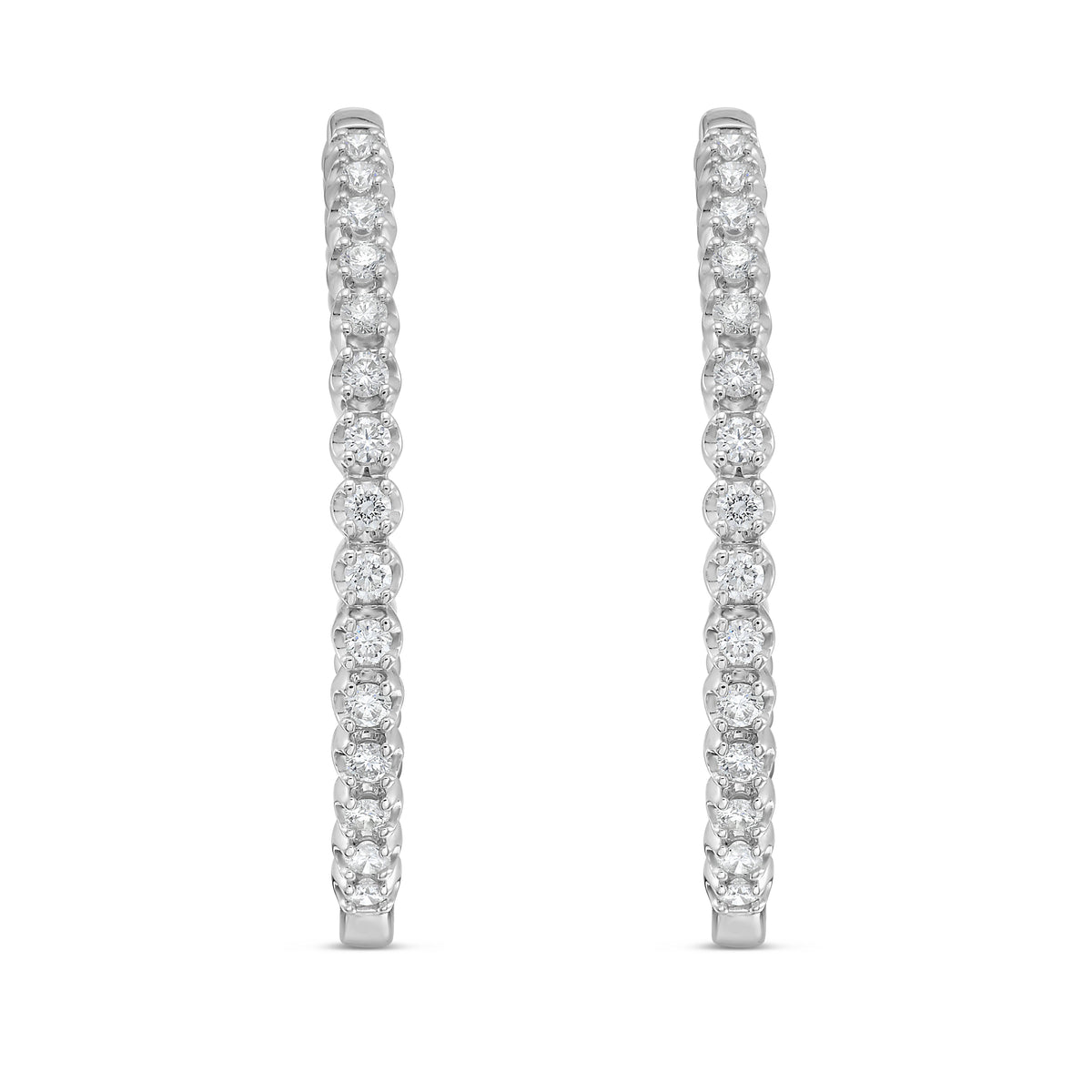 3.0 CTW Reversible Two-Tone Round Diamond Hoop Earrings