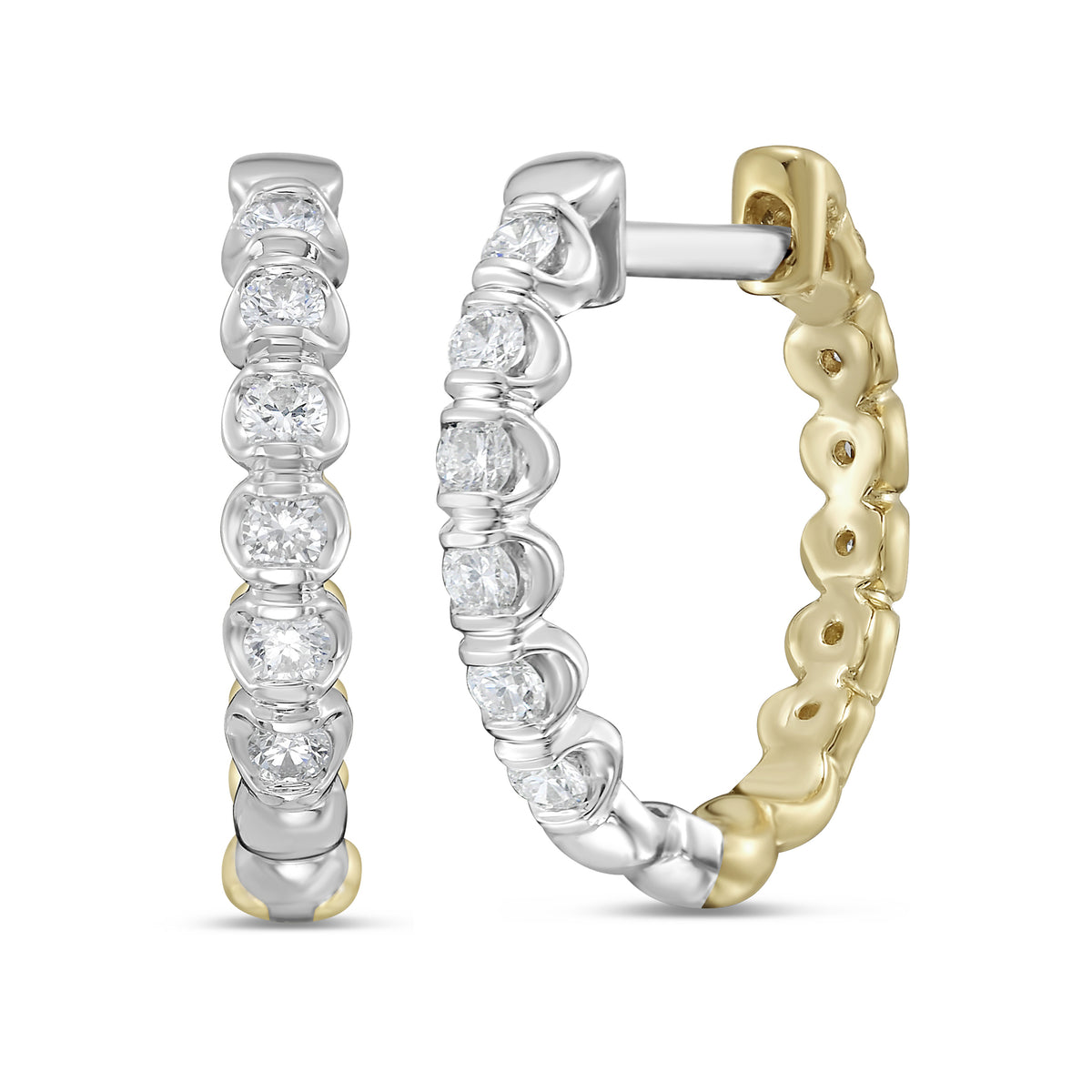1/2 CTW Reversible Two-Tone Huggies Earrings