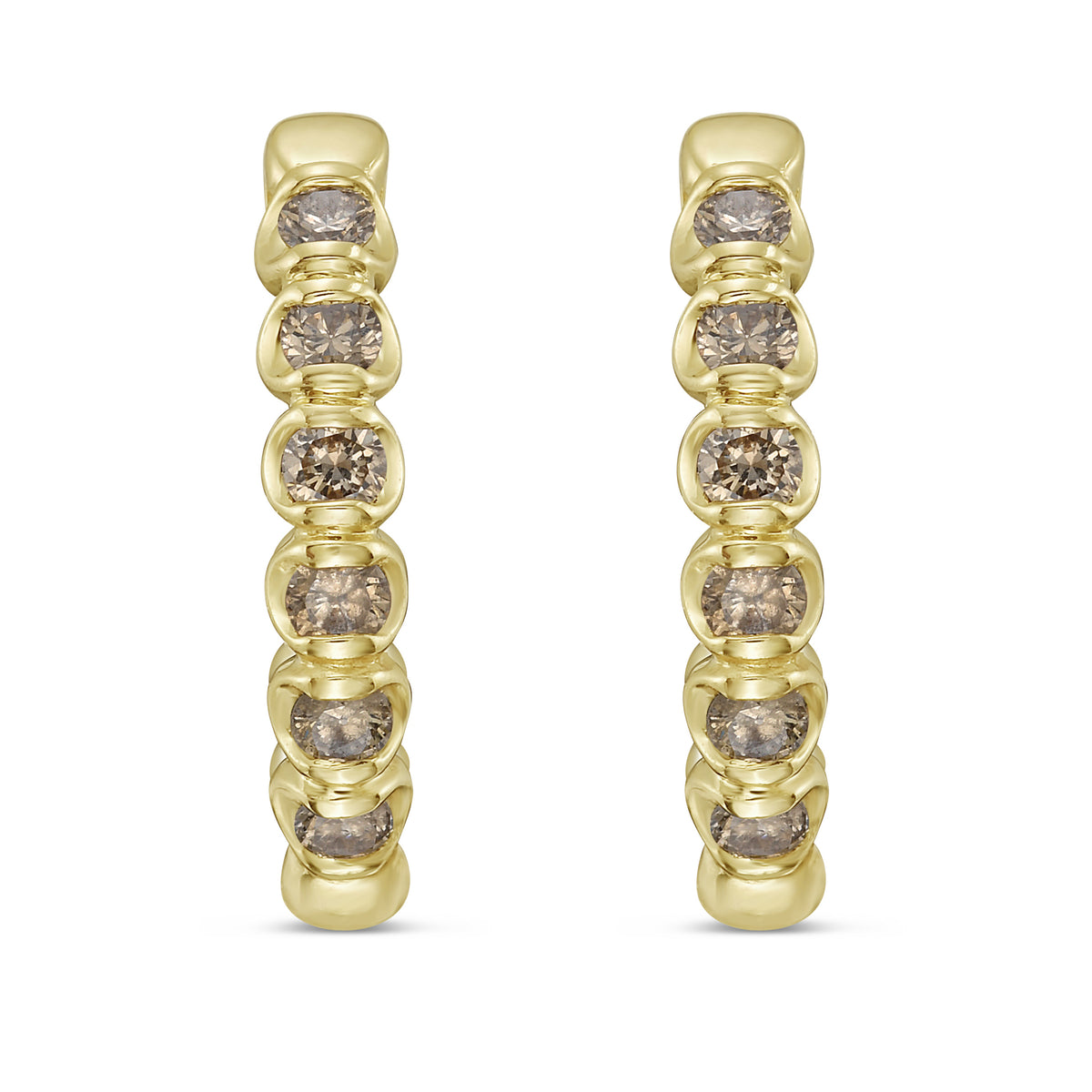 1/2 CTW Reversible Two-Tone Huggies Earrings