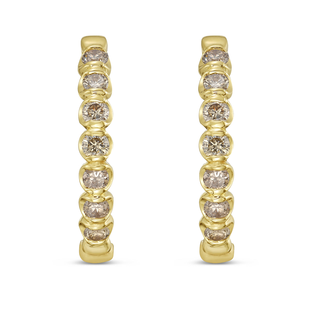1.0 CTW Reversible Two-Tone Prong & Bezel Hoop Earrings
