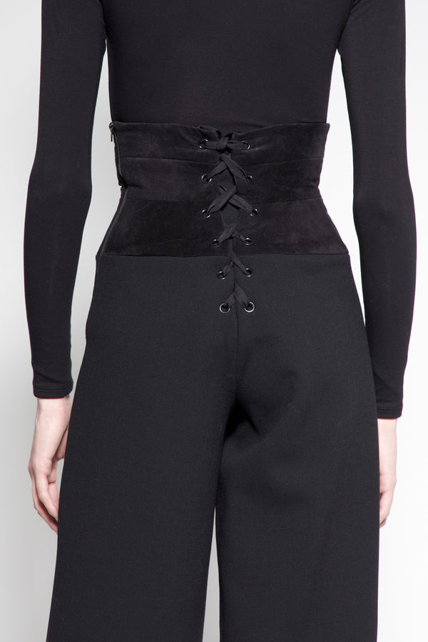 suede top corset pants